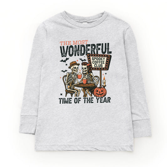 Halloween Wonderful Time of the Year Skeletons - Youth Long Sleeve Graphic T-Shirt and Toddler Long Sleeve Graphic Tee