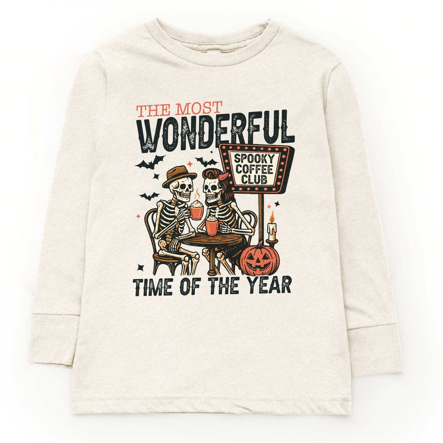 Halloween Wonderful Time of the Year Skeletons - Youth Long Sleeve Graphic T-Shirt and Toddler Long Sleeve Graphic Tee