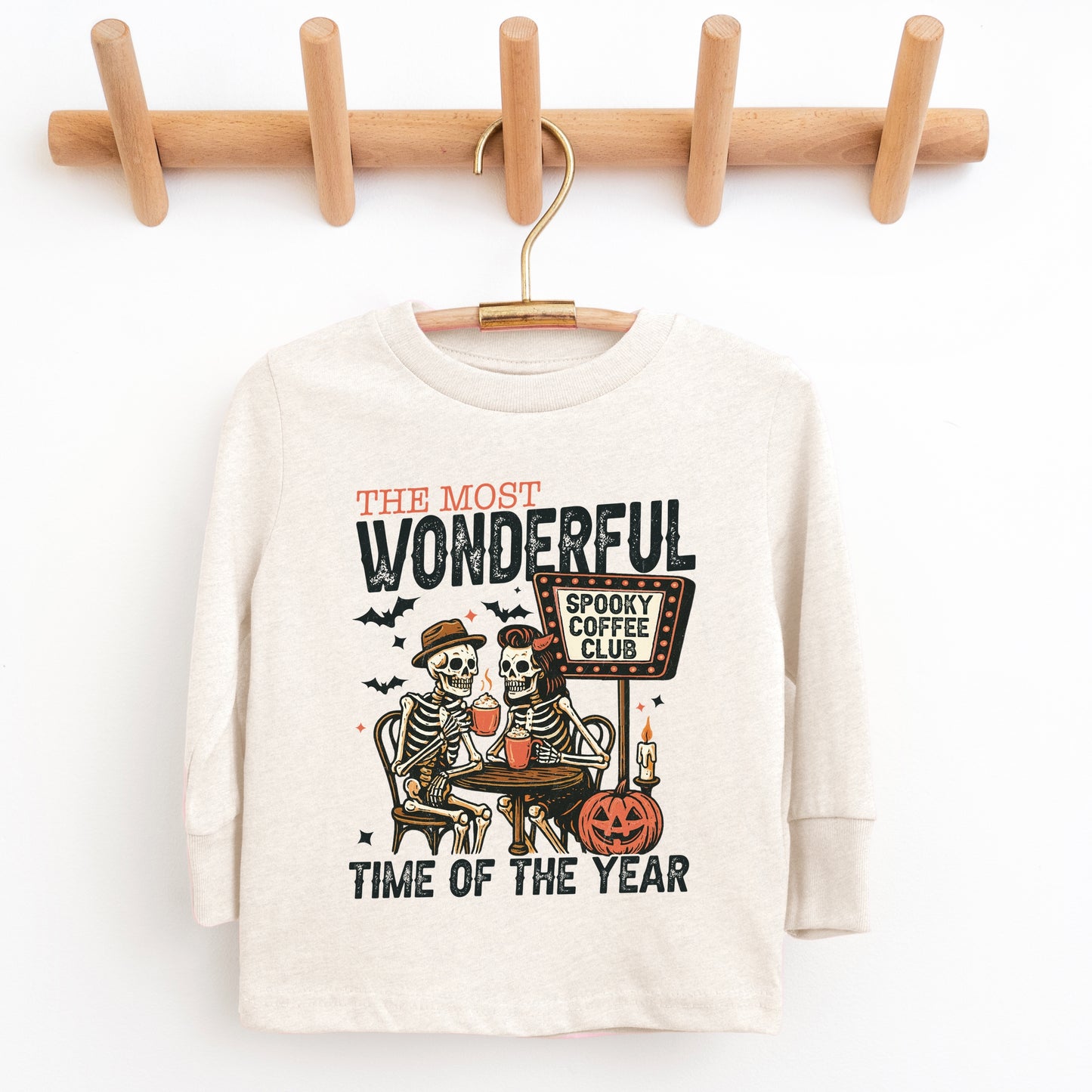 Halloween Wonderful Time of the Year Skeletons - Youth Long Sleeve Graphic T-Shirt and Toddler Long Sleeve Graphic Tee