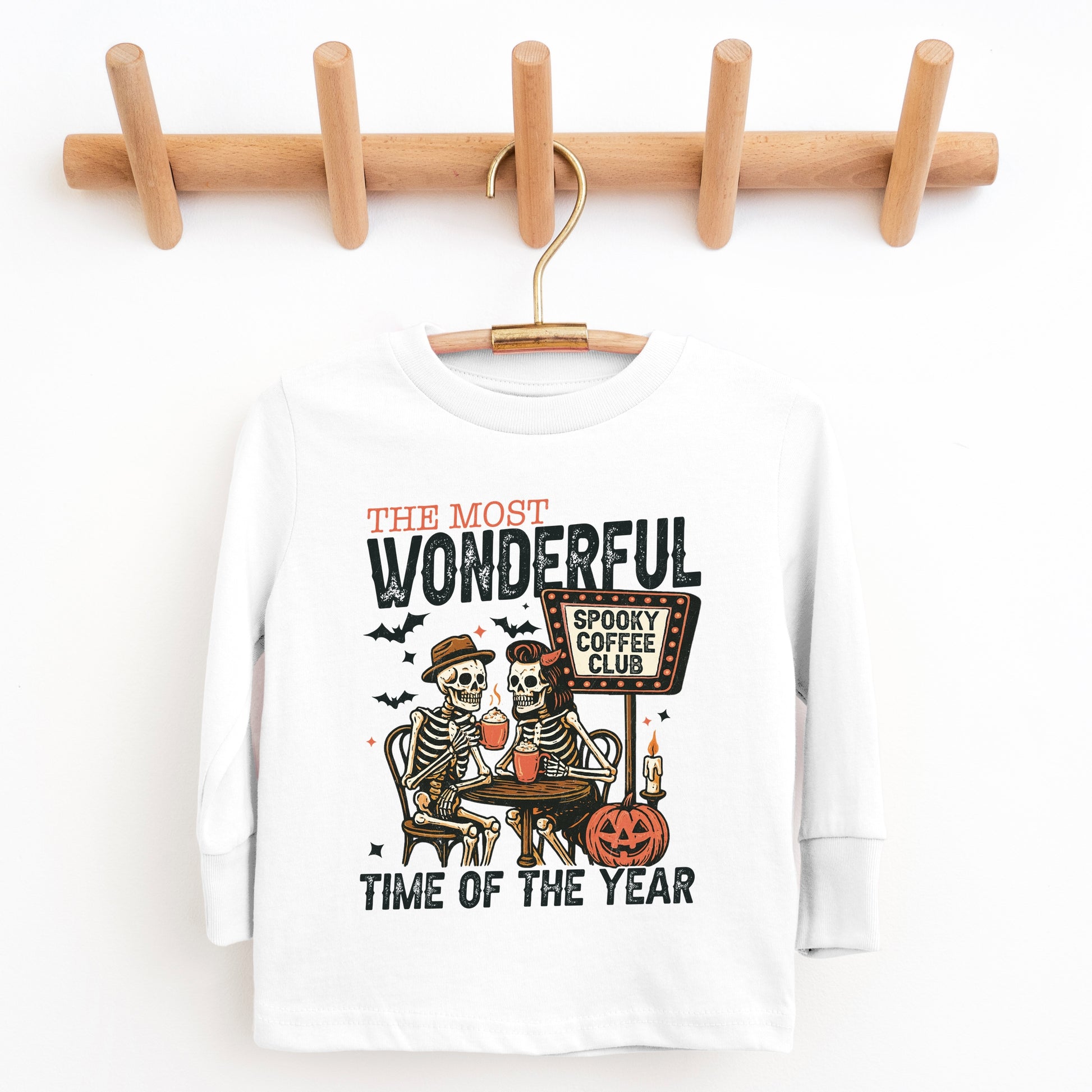 Halloween Wonderful Time of the Year Skeletons - Youth Long Sleeve Graphic T-Shirt and Toddler Long Sleeve Graphic Tee