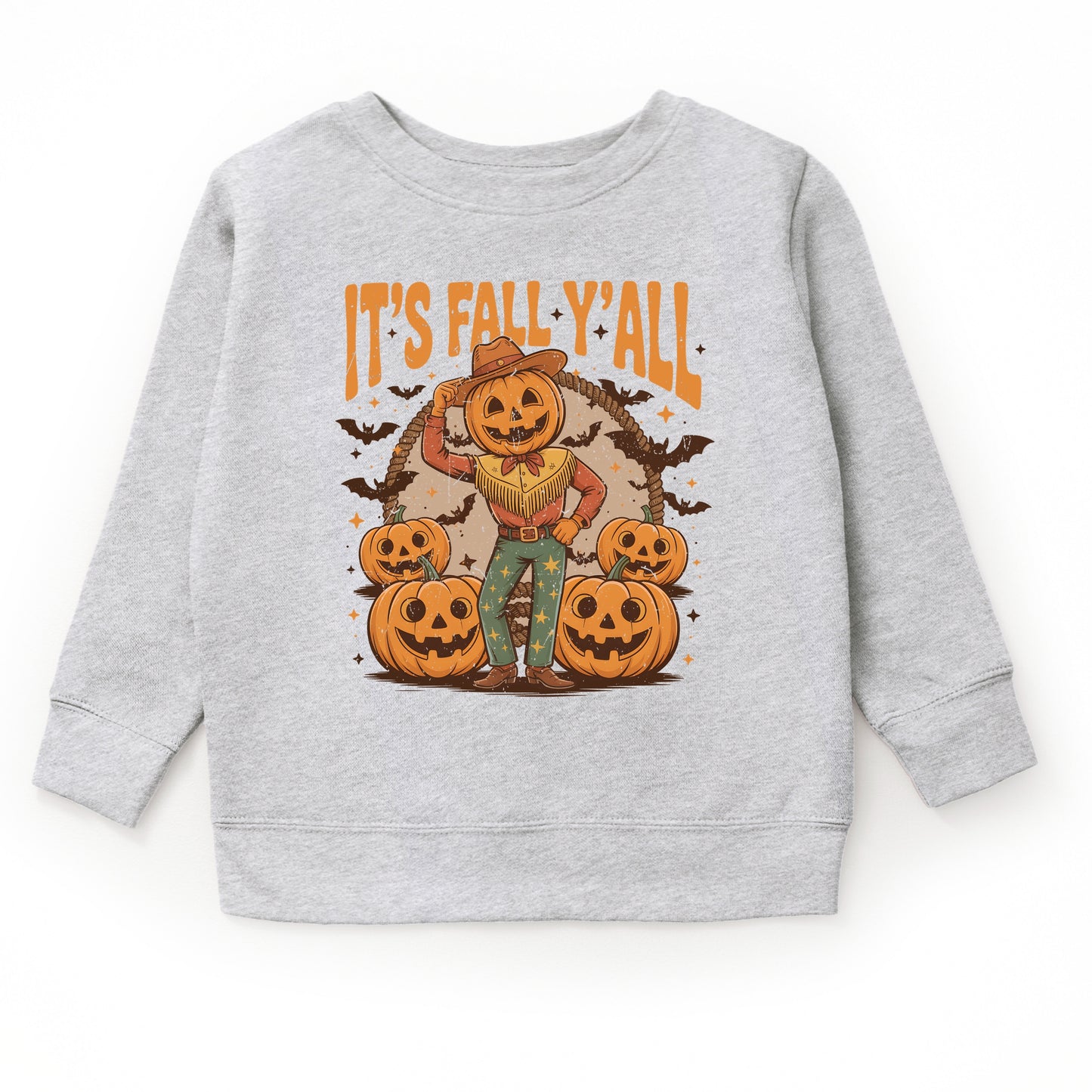 It's Fall Y'all Pumpkin Cowboy - Toddler Graphic Sweatshirt and Youth Graphic Sweatshirt
