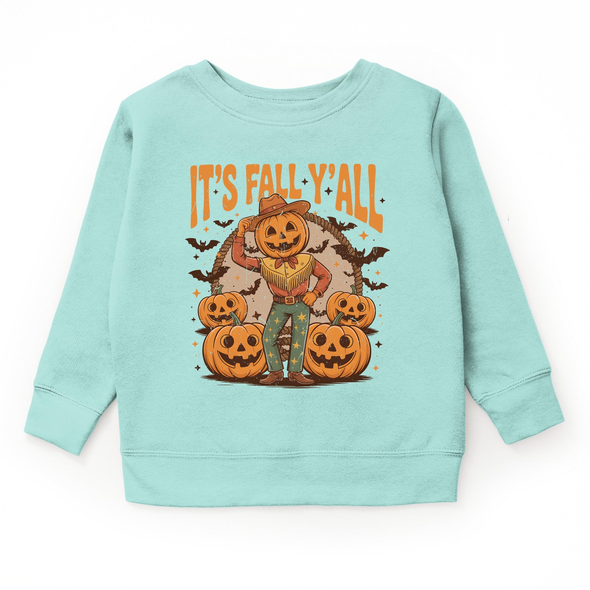 It's Fall Y'all Pumpkin Cowboy - Toddler Graphic Sweatshirt and Youth Graphic Sweatshirt