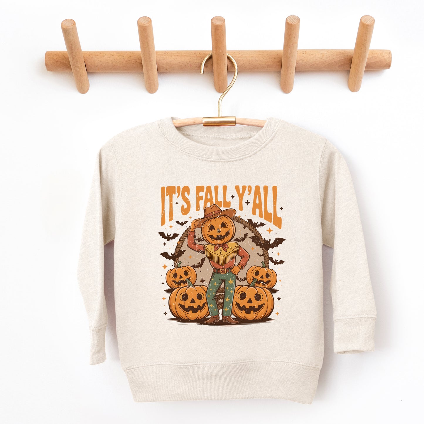 It's Fall Y'all Pumpkin Cowboy - Toddler Graphic Sweatshirt and Youth Graphic Sweatshirt