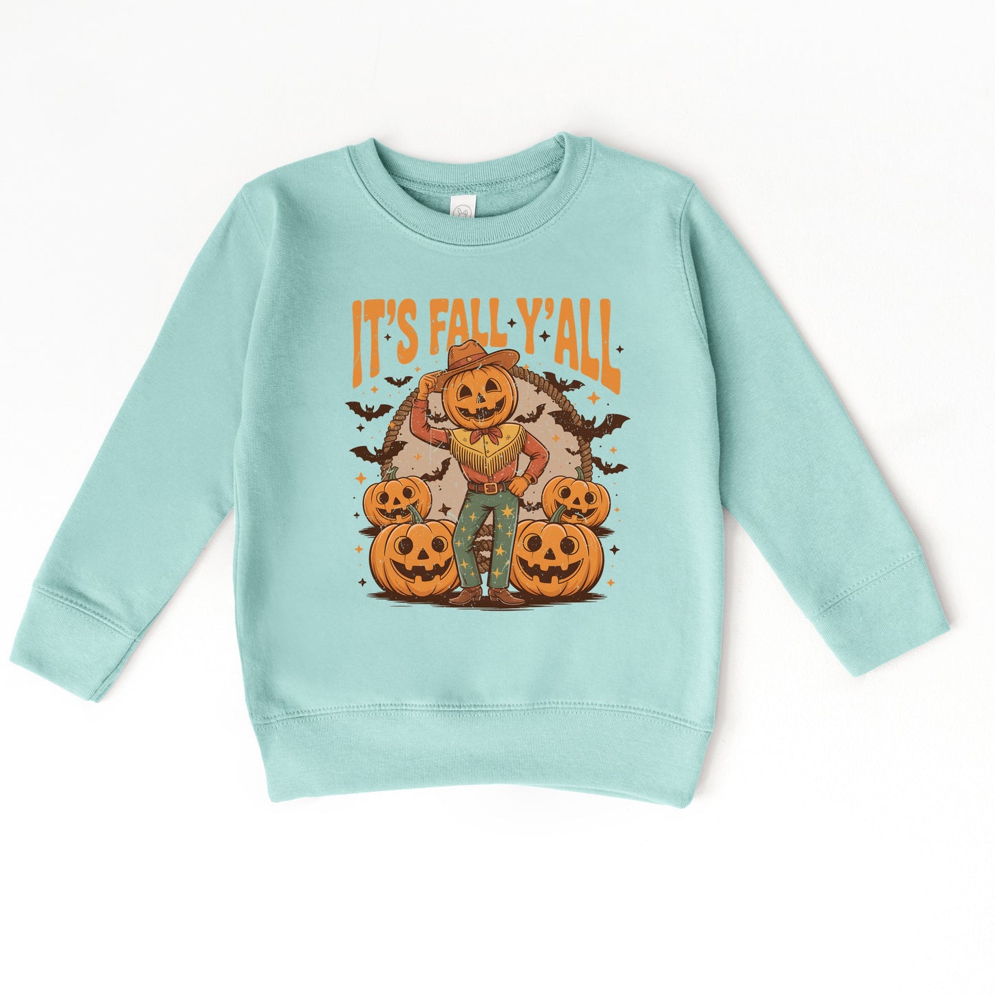 It's Fall Y'all Pumpkin Cowboy - Toddler Graphic Sweatshirt and Youth Graphic Sweatshirt