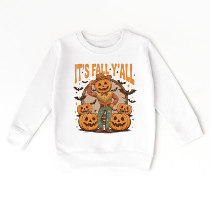 It's Fall Y'all Pumpkin Cowboy - Toddler Graphic Sweatshirt and Youth Graphic Sweatshirt