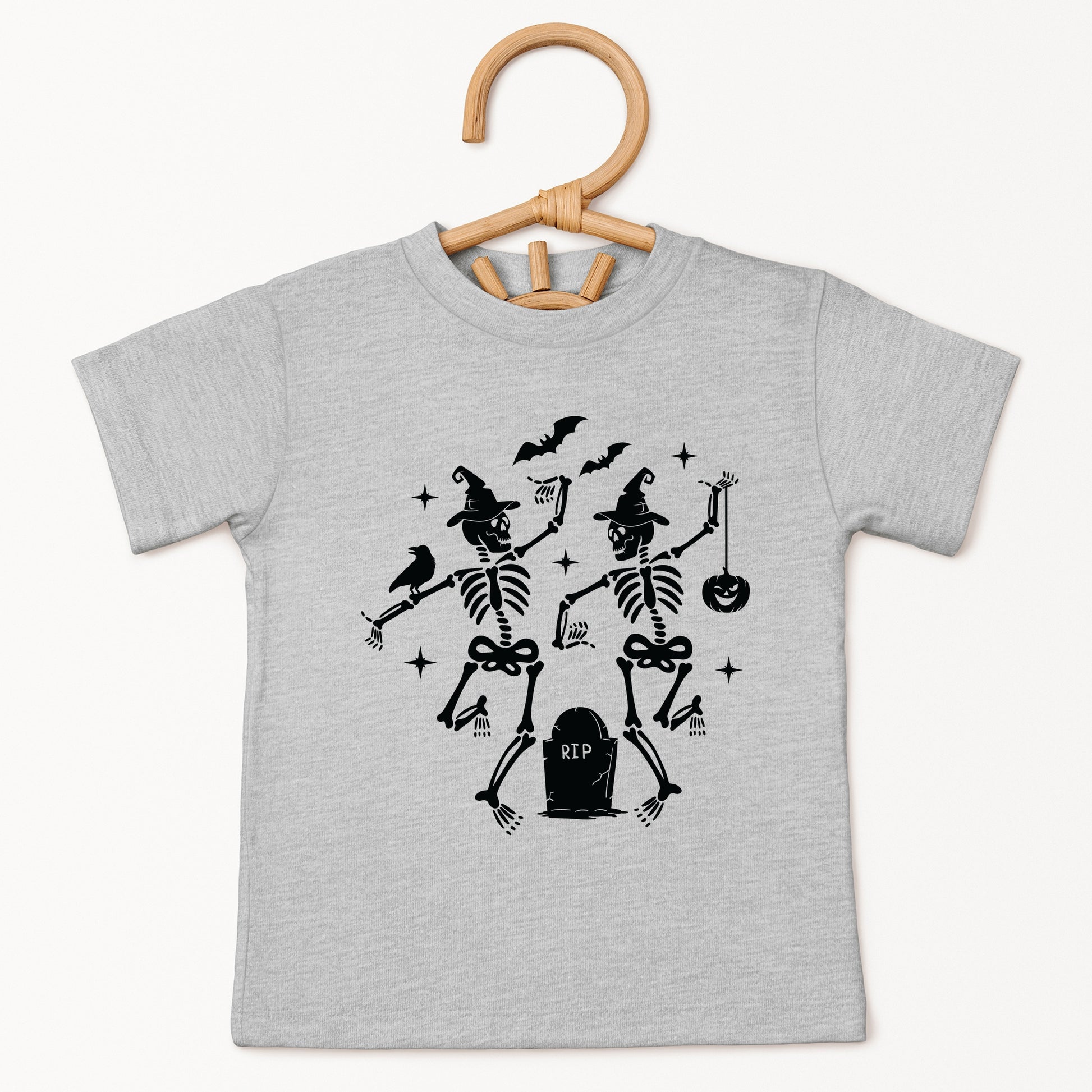 Two Skeletons Dancing Grave - Youth Short Sleeve Graphic T-Shirt and Toddler Short Sleeve Graphic T-Shirt