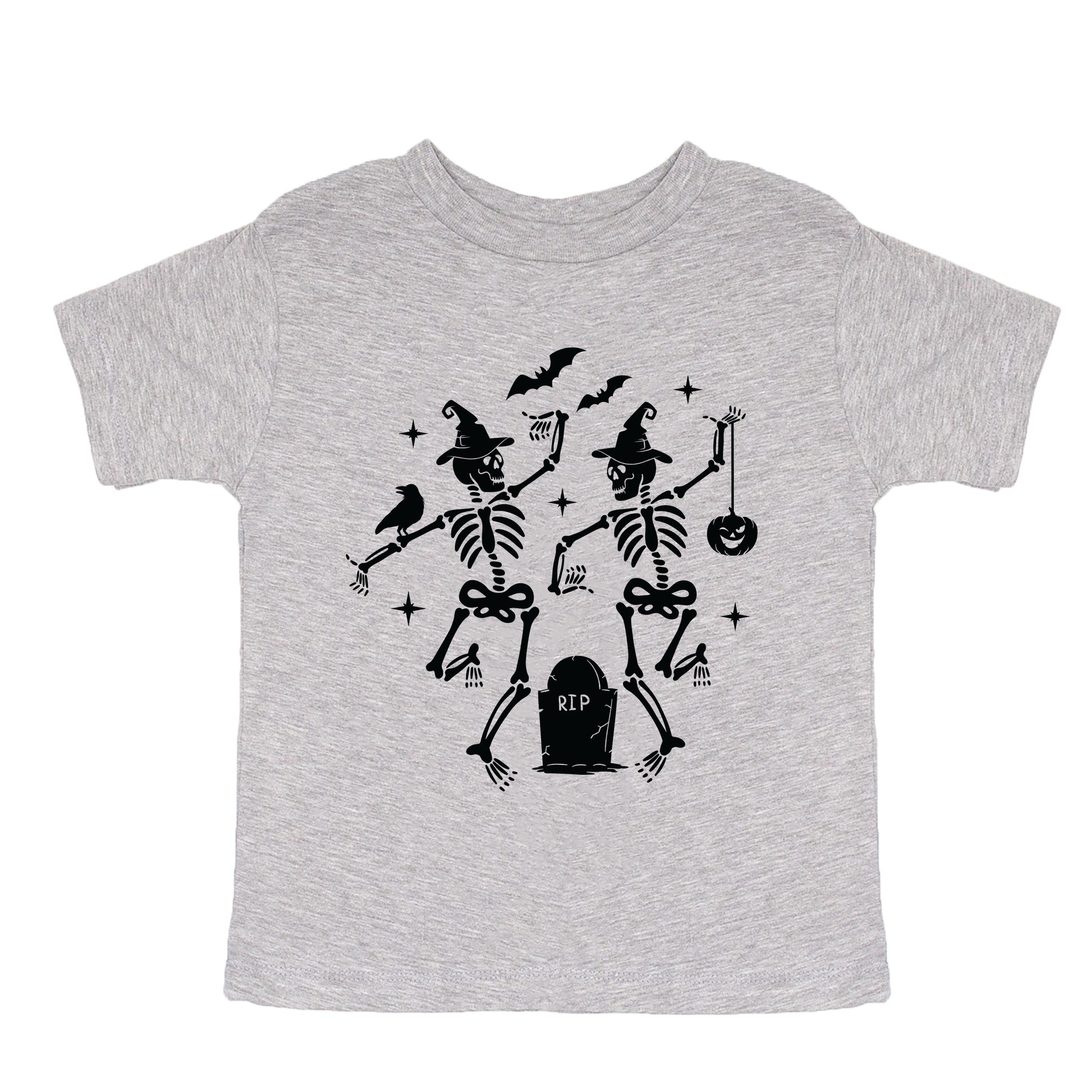 Two Skeletons Dancing Grave - Youth Short Sleeve Graphic T-Shirt and Toddler Short Sleeve Graphic T-Shirt