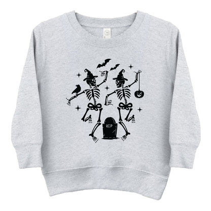 Two Skeletons Dancing Grave - Toddler Graphic Sweatshirt and Youth Graphic Sweatshirt