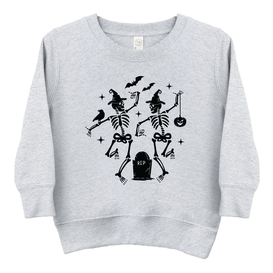 Two Skeletons Dancing Grave - Toddler Graphic Sweatshirt and Youth Graphic Sweatshirt