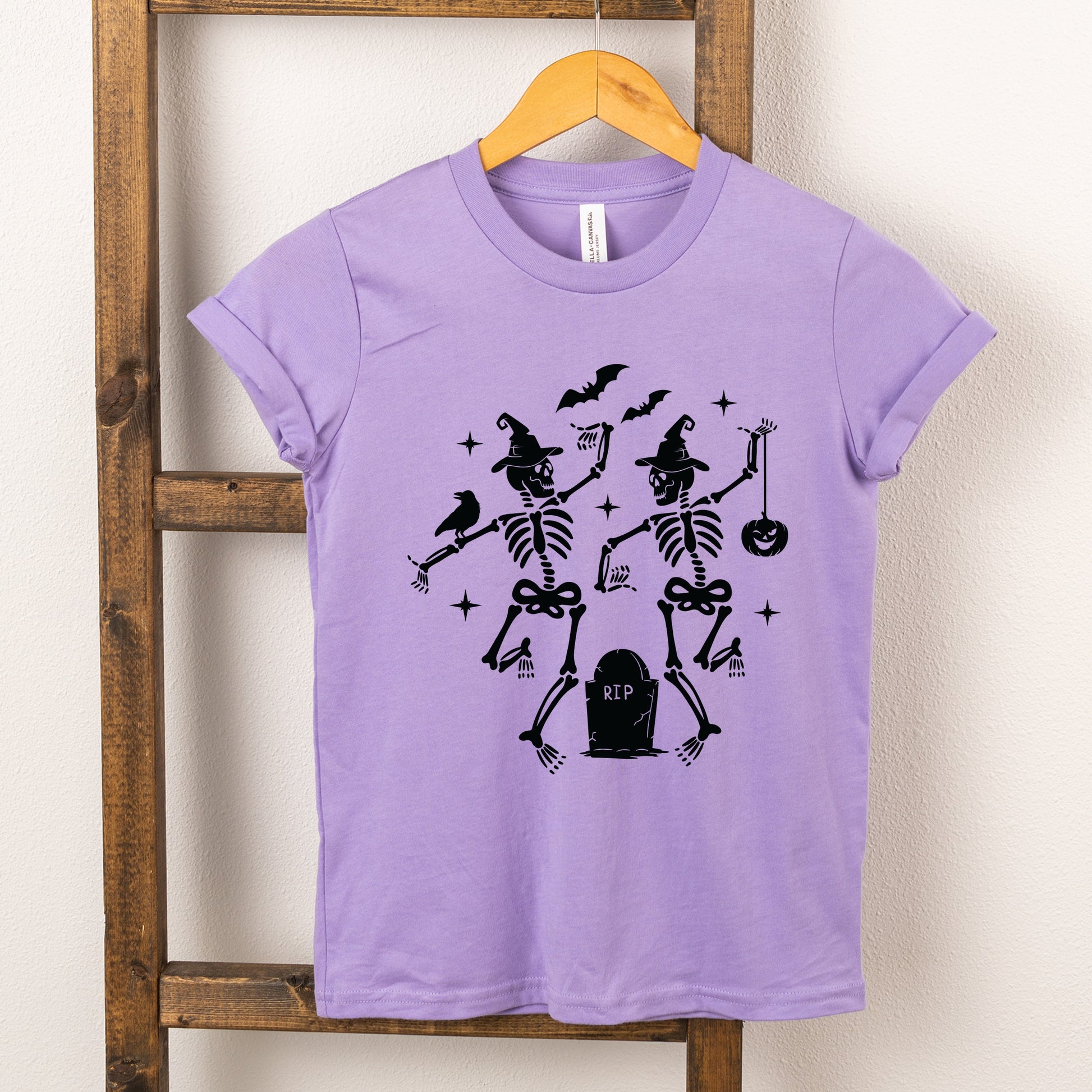 Two Skeletons Dancing Grave - Youth Short Sleeve Graphic T-Shirt and Toddler Short Sleeve Graphic T-Shirt
