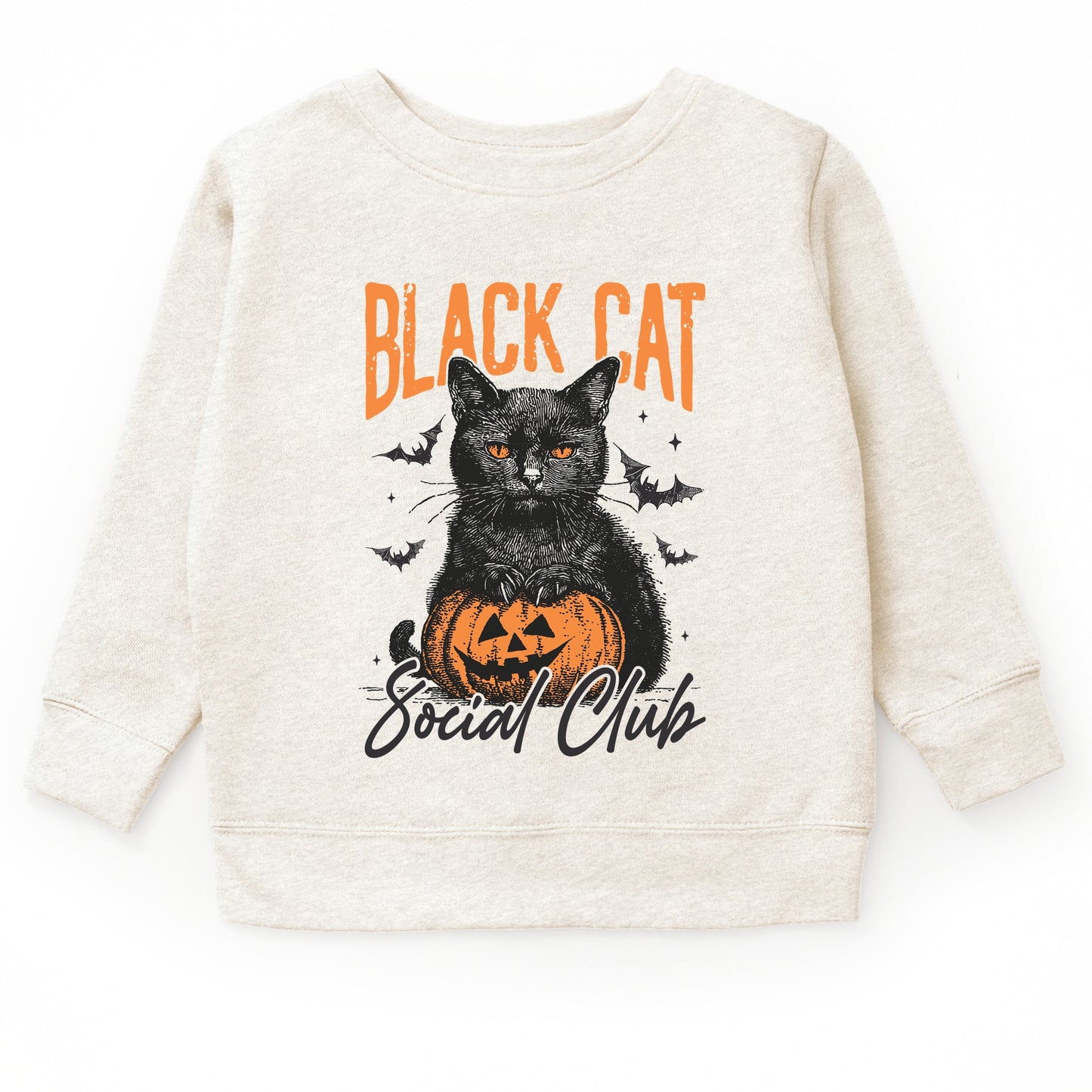 Black Cat Social Club Pumpkin - Toddler Graphic Sweatshirt and Youth Graphic Sweatshirt