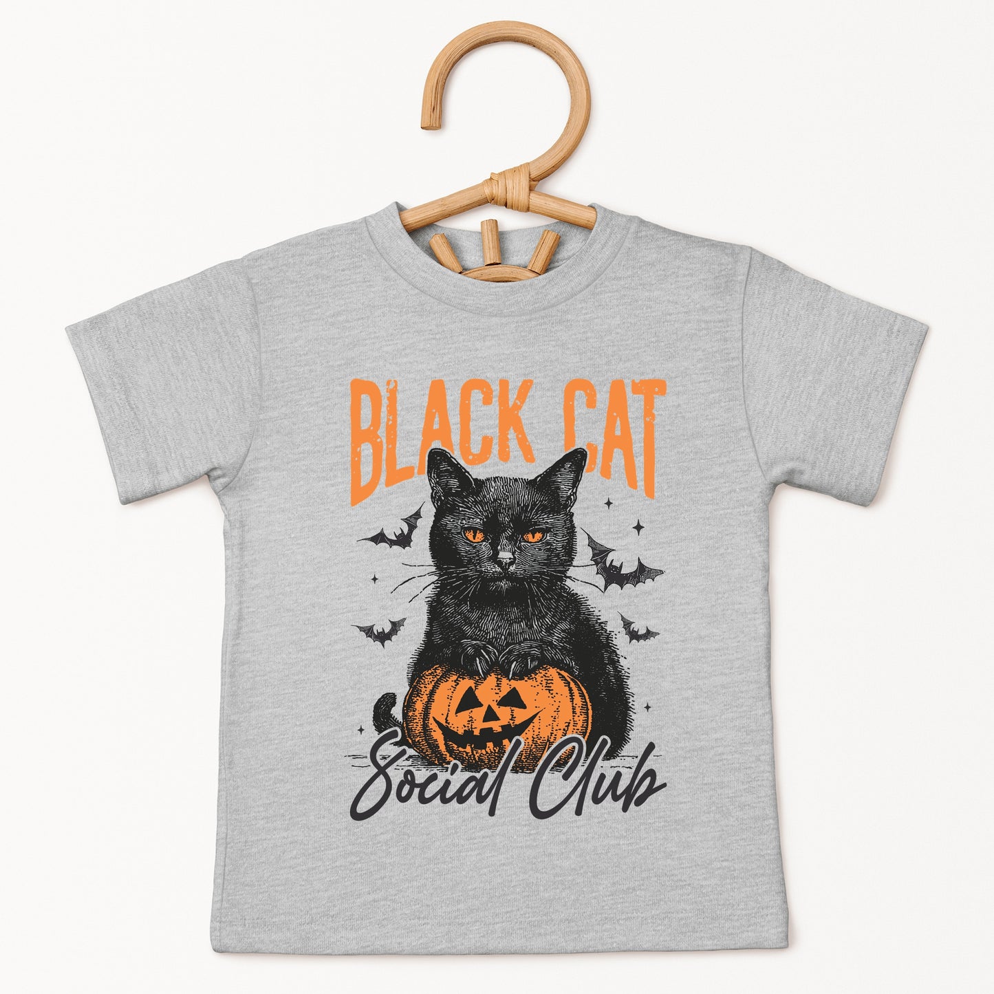 Black Cat Social Club Pumpkin - Youth Short Sleeve Graphic T-Shirt and Toddler Short Sleeve Graphic T-Shirt