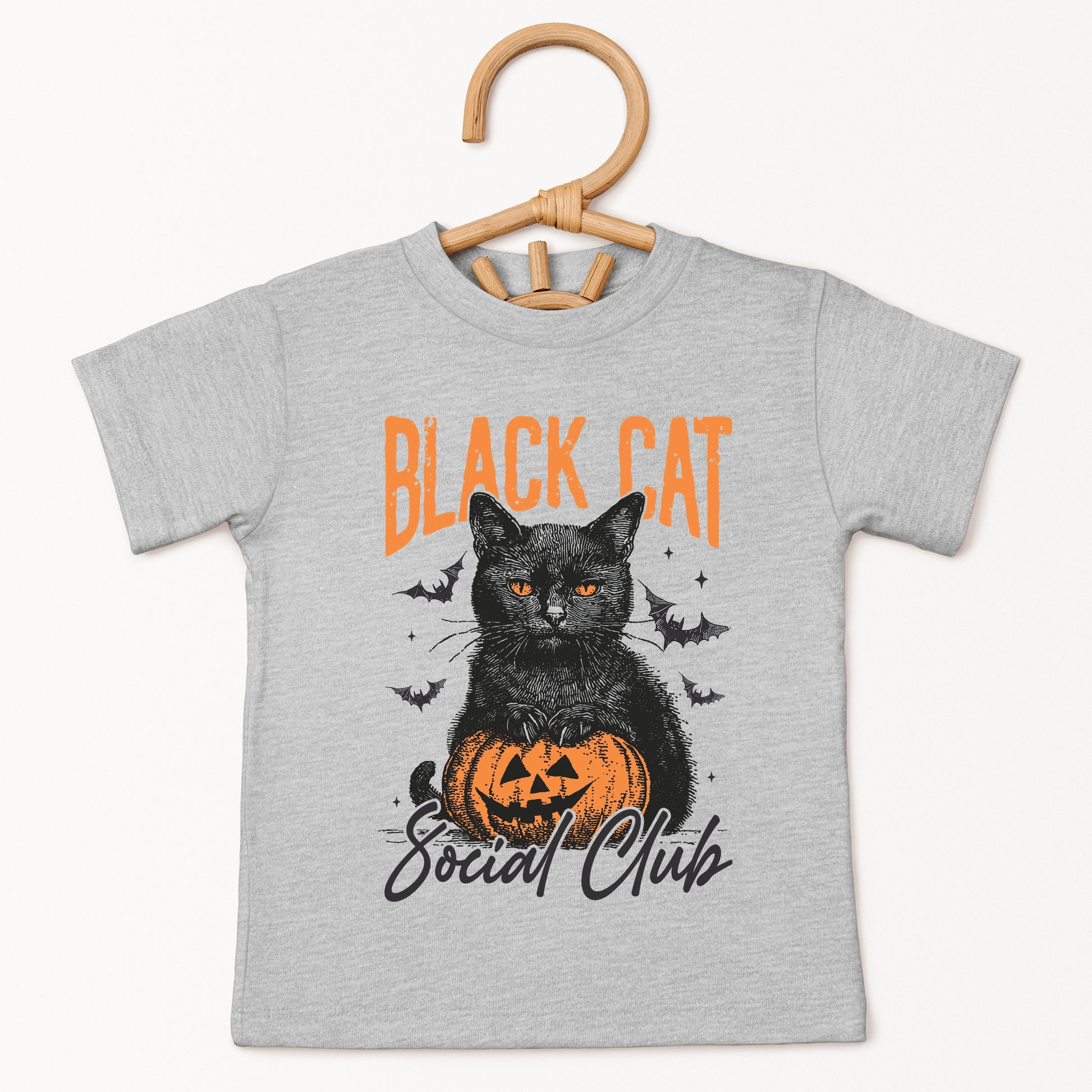 Black Cat Social Club Pumpkin - Youth Short Sleeve Graphic T-Shirt and Toddler Short Sleeve Graphic T-Shirt