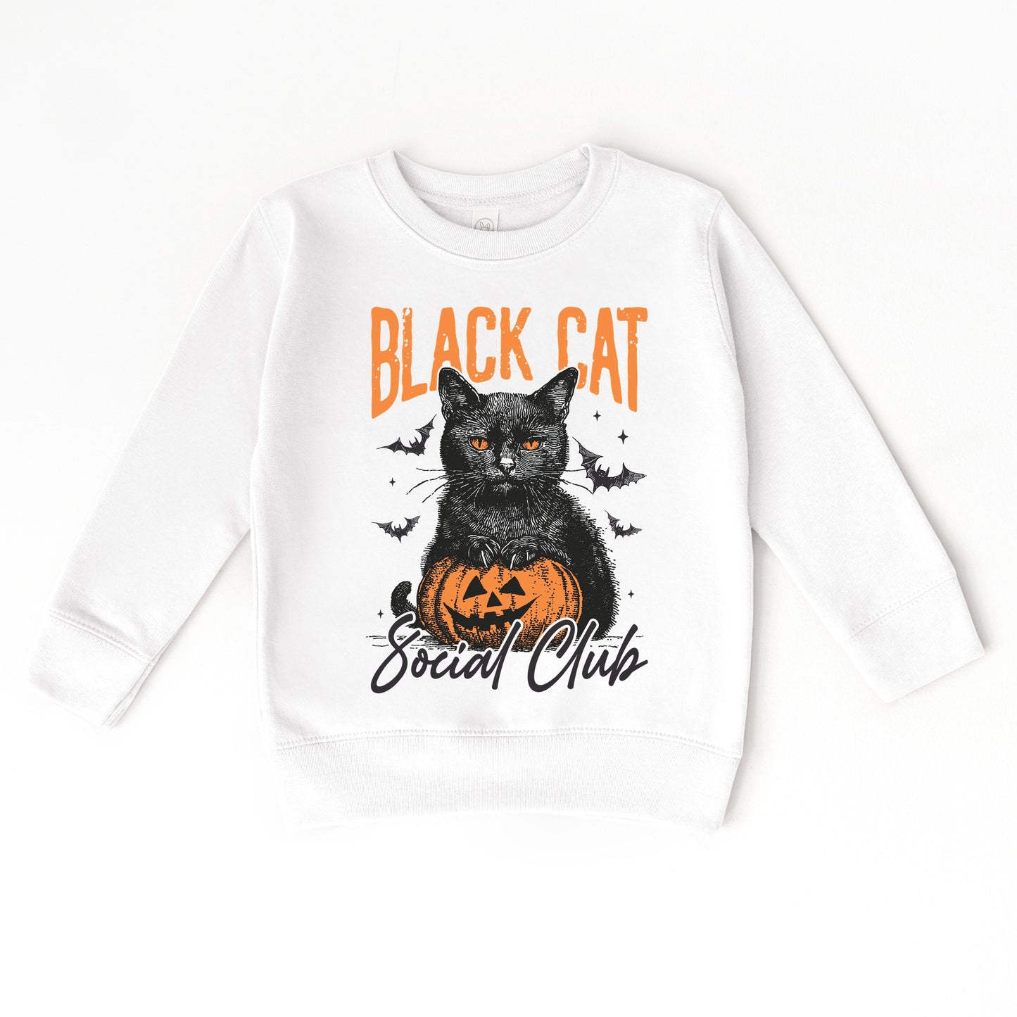 Black Cat Social Club Pumpkin - Toddler Graphic Sweatshirt and Youth Graphic Sweatshirt