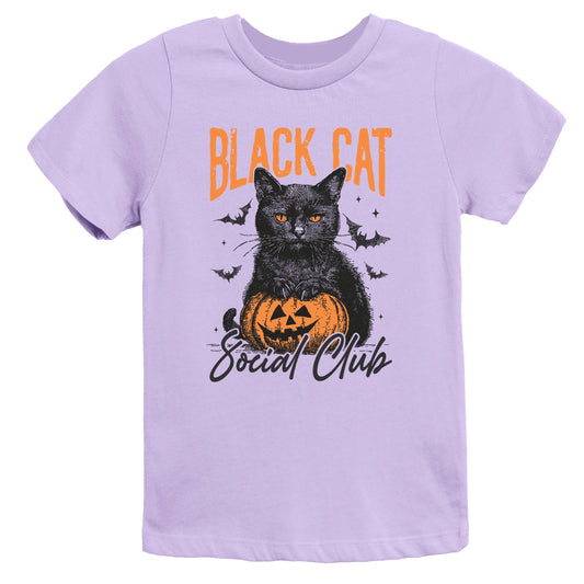 Black Cat Social Club Pumpkin - Youth Short Sleeve Graphic T-Shirt and Toddler Short Sleeve Graphic T-Shirt