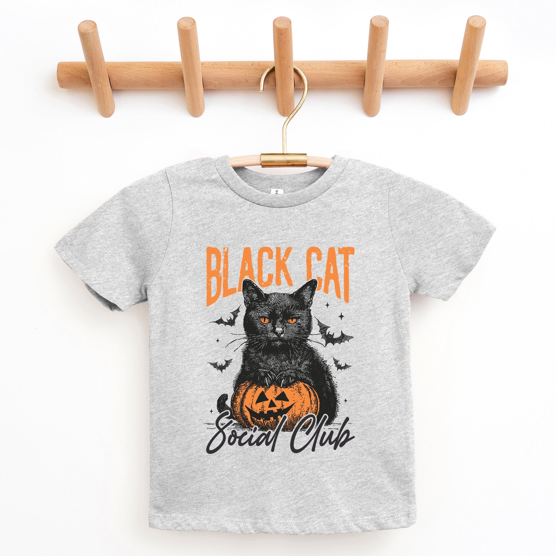 Black Cat Social Club Pumpkin - Youth Short Sleeve Graphic T-Shirt and Toddler Short Sleeve Graphic T-Shirt
