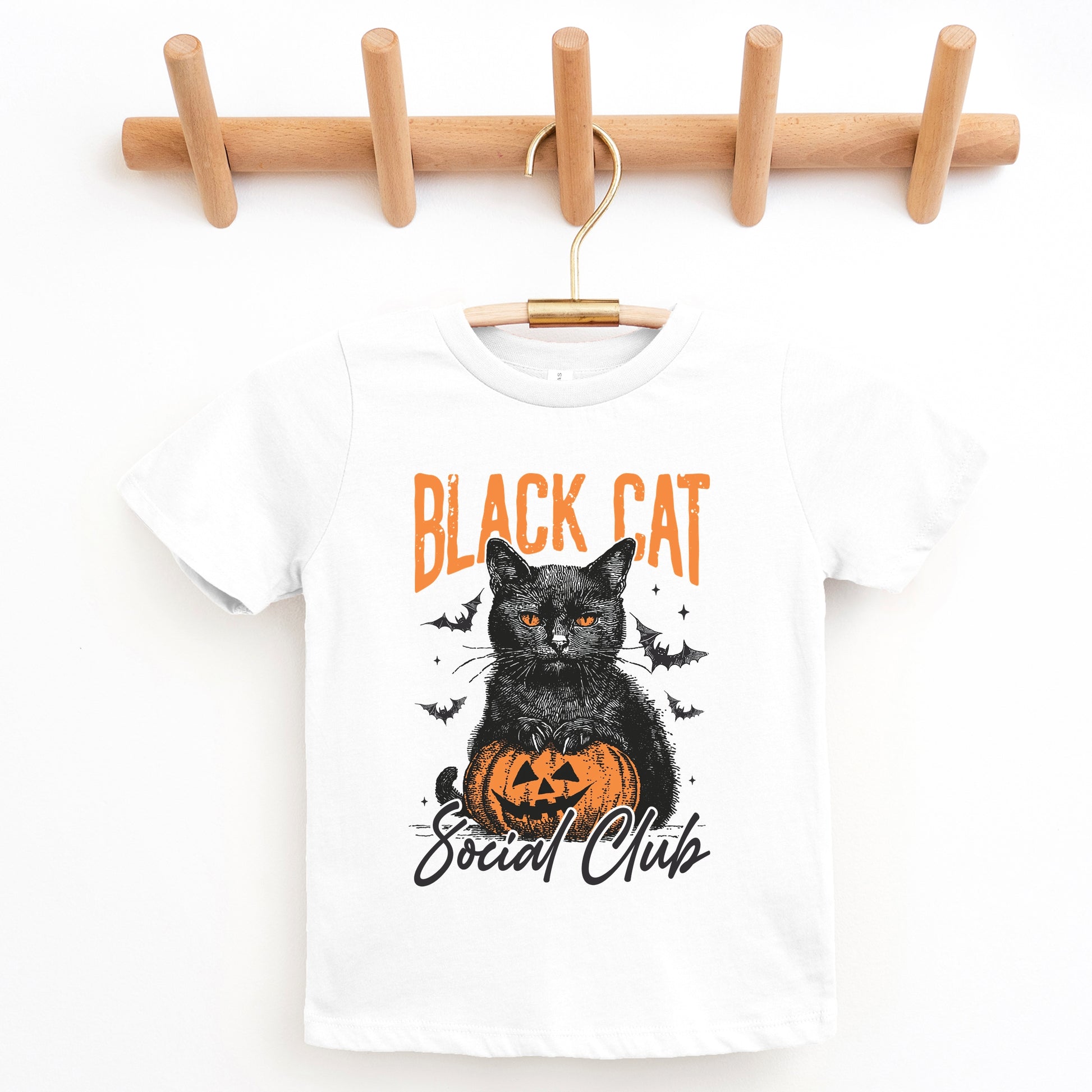 Black Cat Social Club Pumpkin - Youth Short Sleeve Graphic T-Shirt and Toddler Short Sleeve Graphic T-Shirt