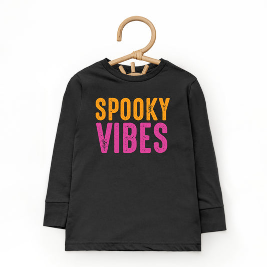 Spooky Vibes Bright Distressed - Toddler Long Sleeve Graphic Tee and Youth Long Sleeve Graphic T-Shirt