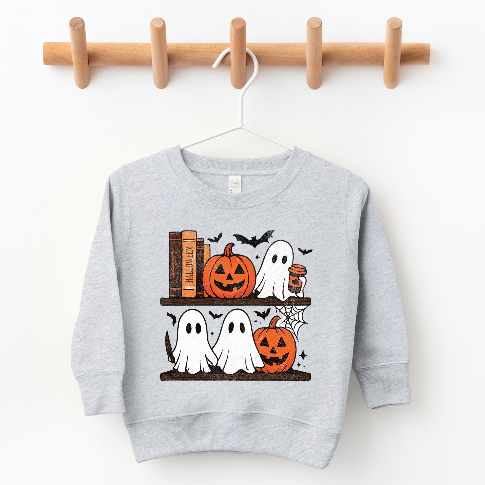 Halloween Bookshelf Ghosts - Toddler Graphic Sweatshirt and Youth Graphic Sweatshirt