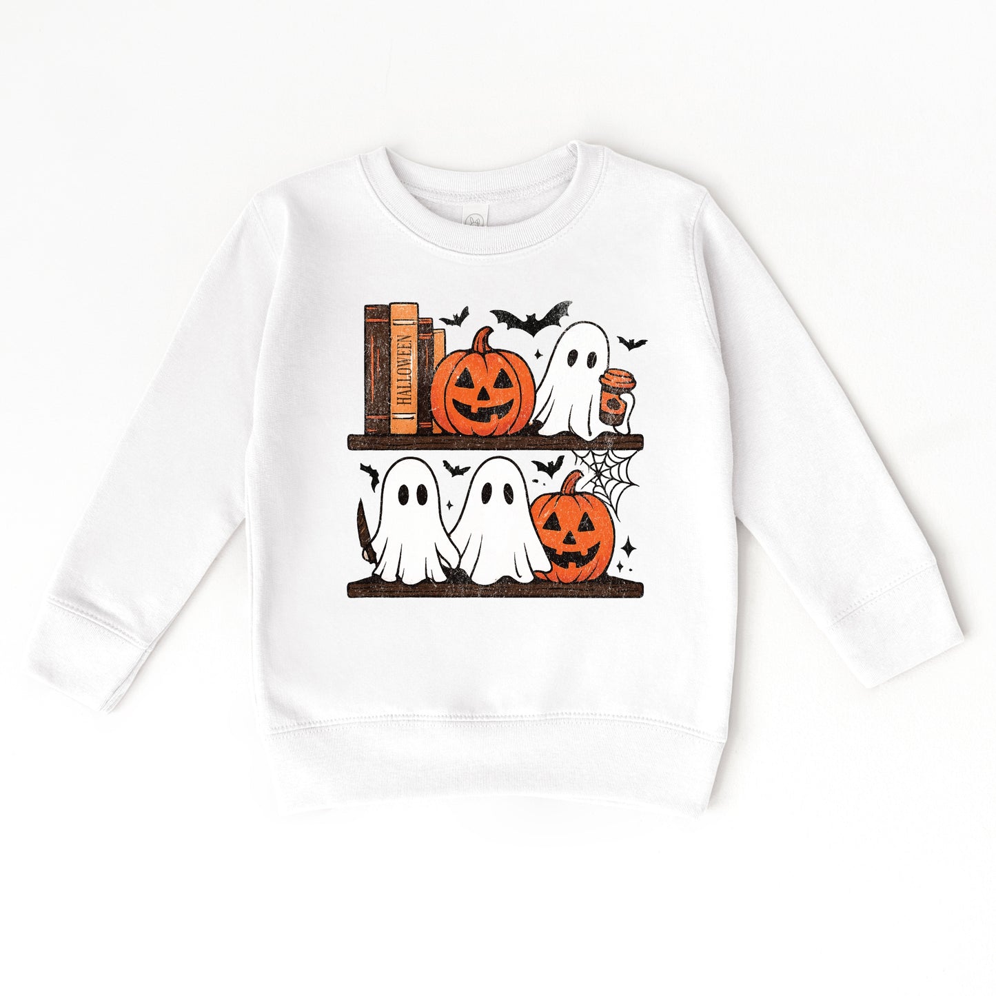 Halloween Bookshelf Ghosts - Toddler Graphic Sweatshirt and Youth Graphic Sweatshirt