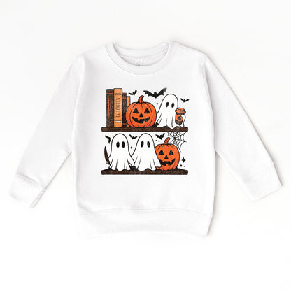 Halloween Bookshelf Ghosts - Toddler Graphic Sweatshirt and Youth Graphic Sweatshirt