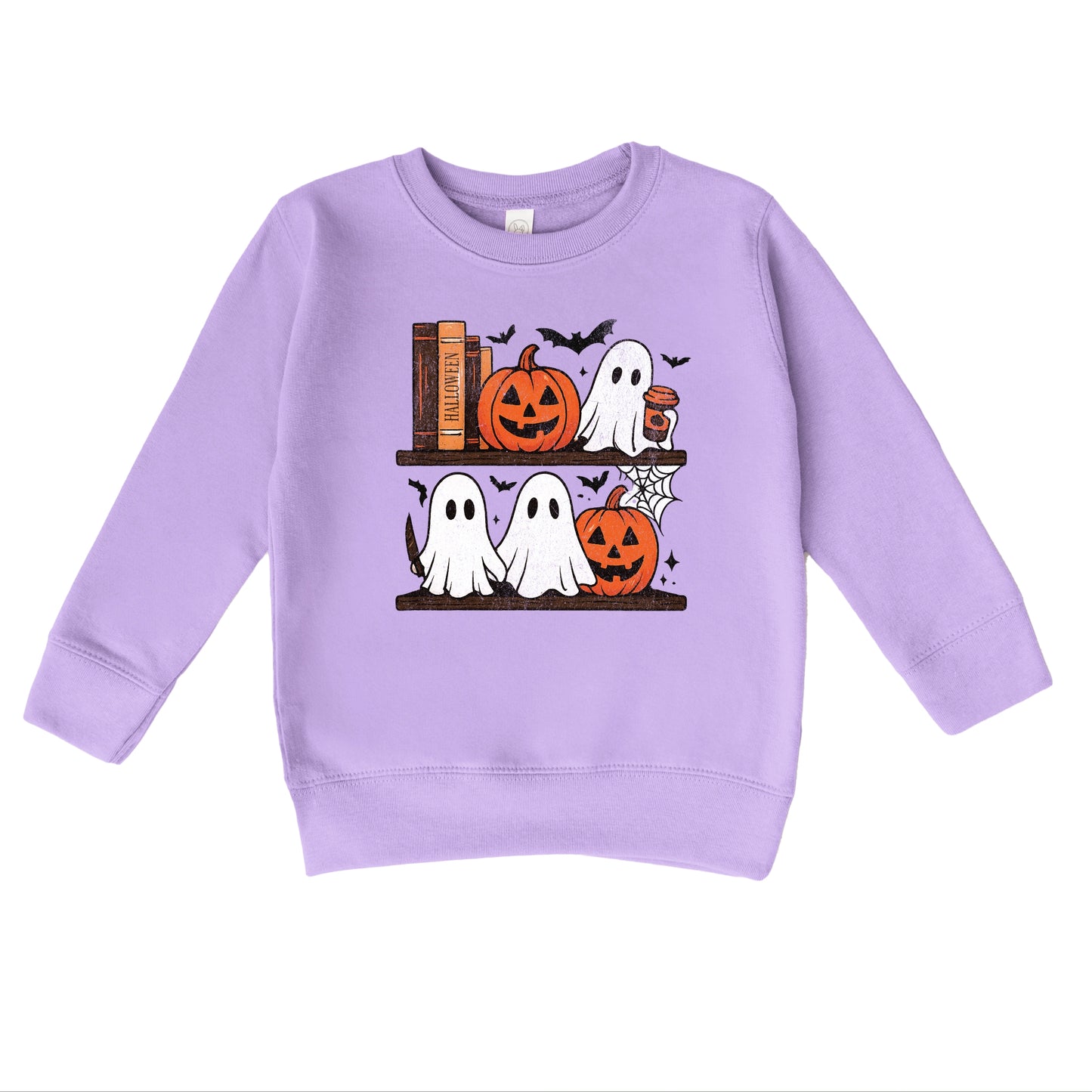 Halloween Bookshelf Ghosts - Toddler Graphic Sweatshirt and Youth Graphic Sweatshirt