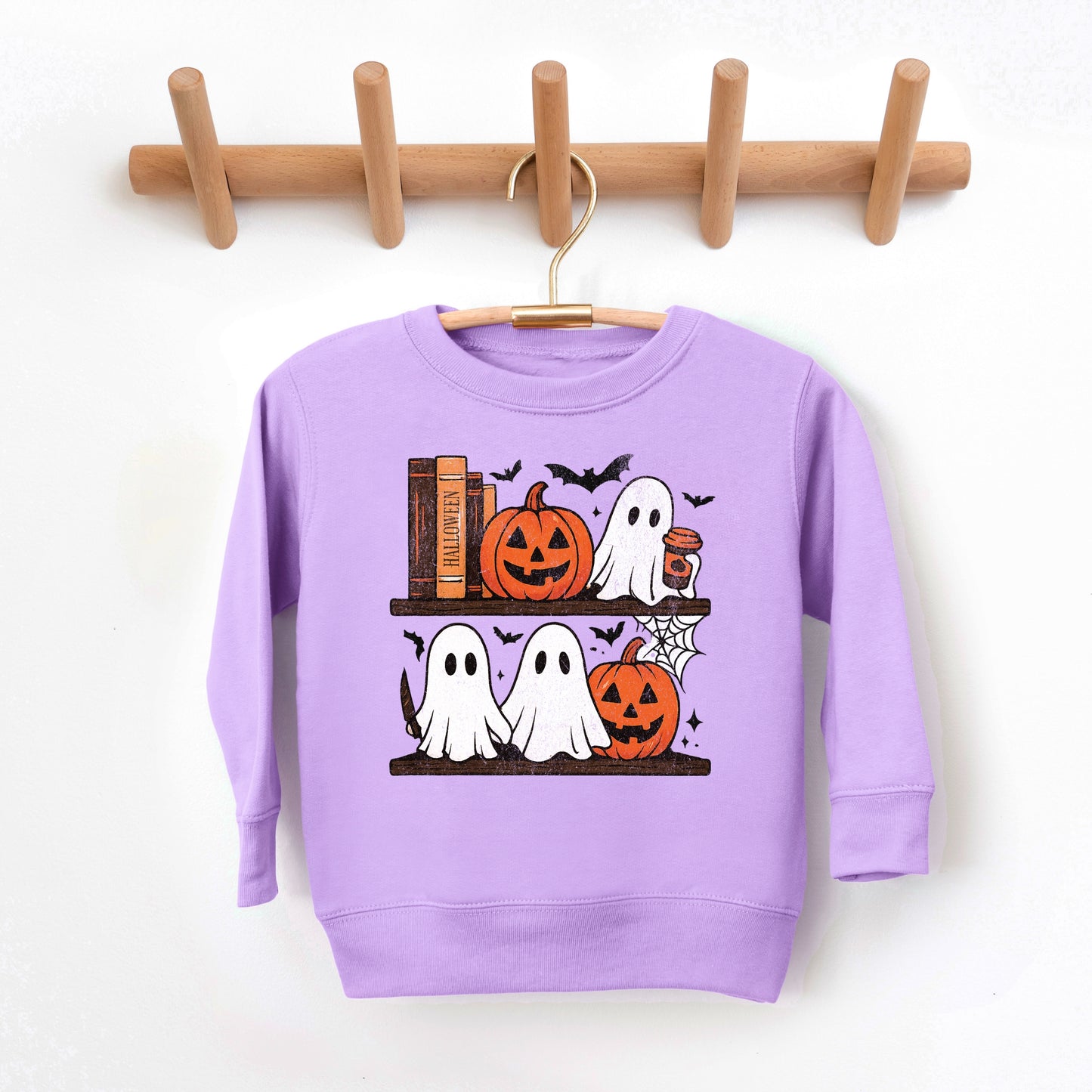 Halloween Bookshelf Ghosts - Toddler Graphic Sweatshirt and Youth Graphic Sweatshirt