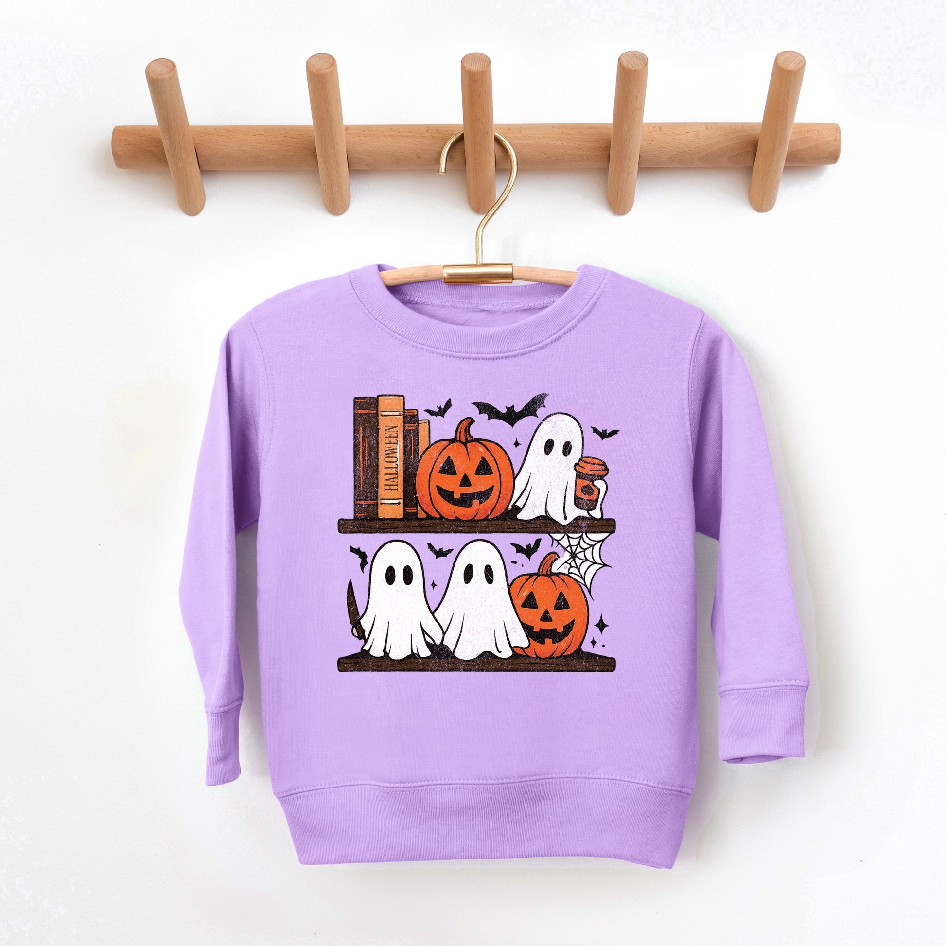 Halloween Bookshelf Ghosts - Toddler Graphic Sweatshirt and Youth Graphic Sweatshirt