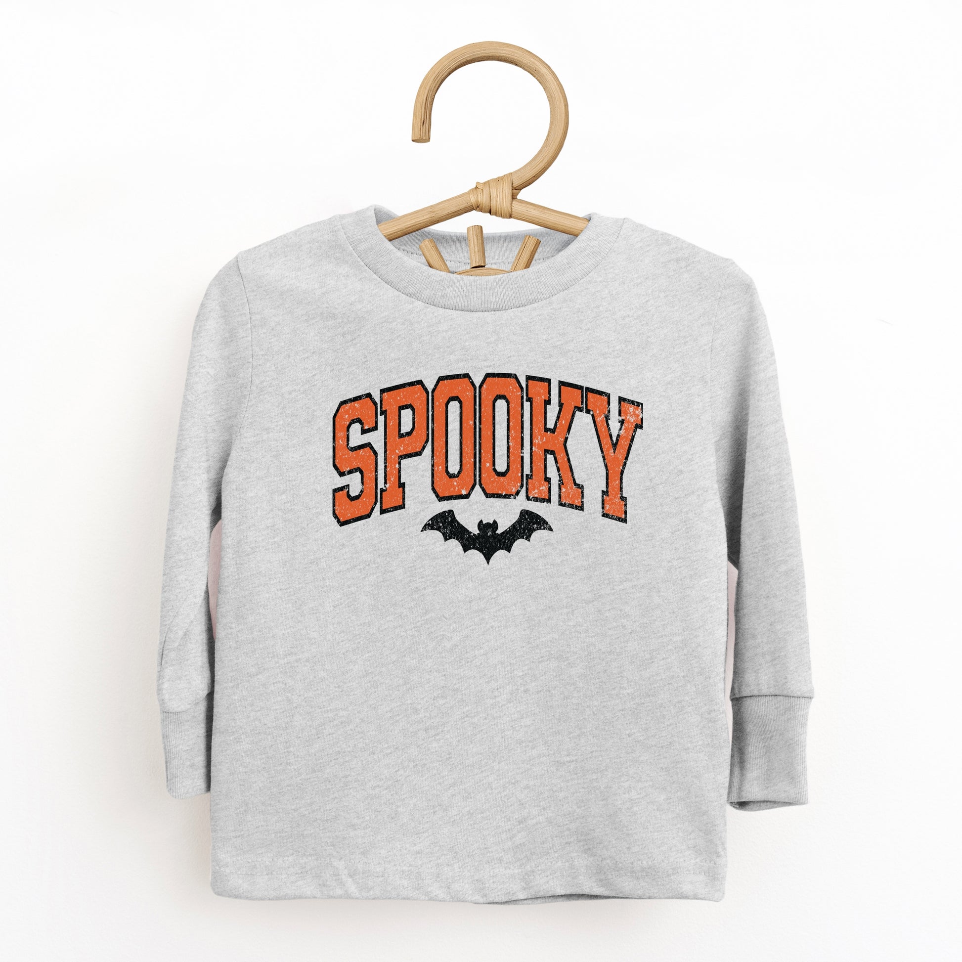 Varsity Spooky Bat Distressed - Toddler Long Sleeve Graphic Tee and Youth Long Sleeve Graphic T-Shirt