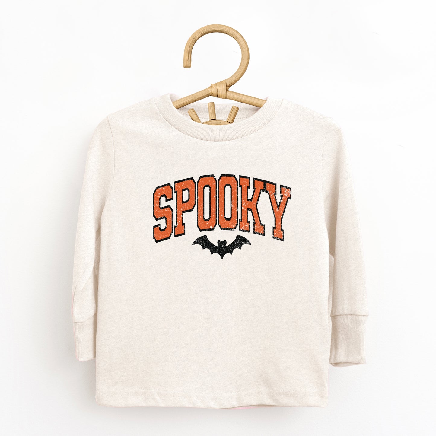 Varsity Spooky Bat Distressed - Toddler Long Sleeve Graphic Tee and Youth Long Sleeve Graphic T-Shirt