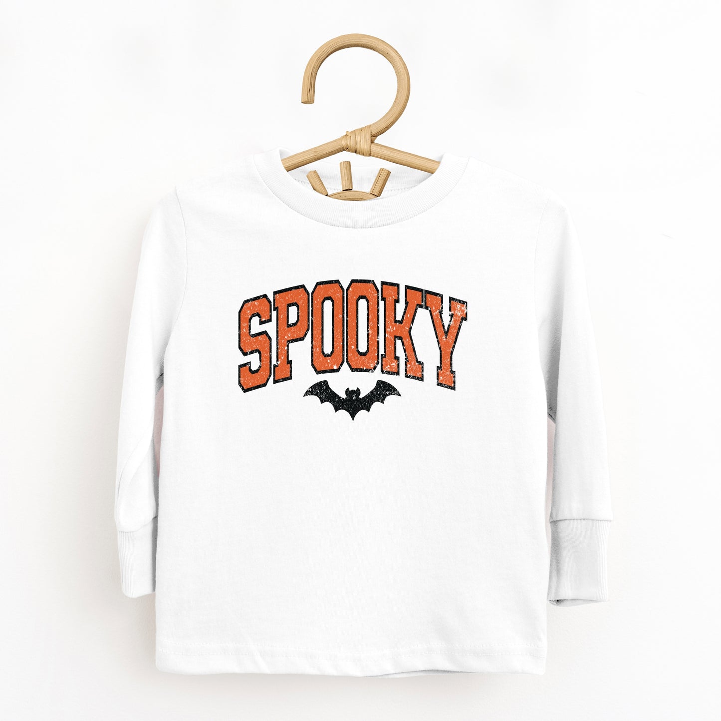 Varsity Spooky Bat Distressed - Toddler Long Sleeve Graphic Tee and Youth Long Sleeve Graphic T-Shirt