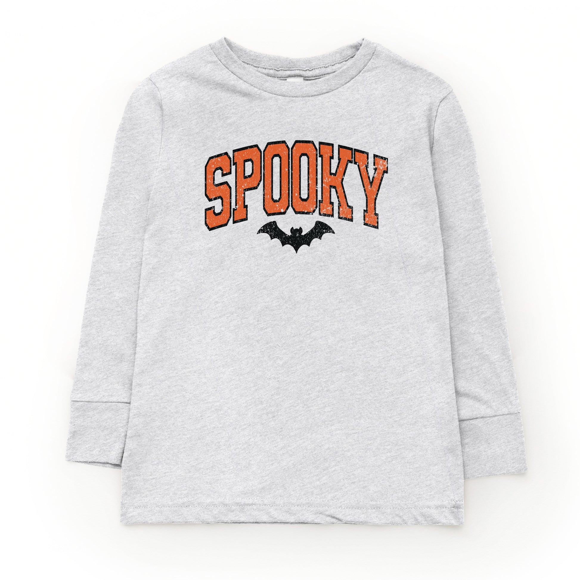 Varsity Spooky Bat Distressed - Toddler Long Sleeve Graphic Tee and Youth Long Sleeve Graphic T-Shirt