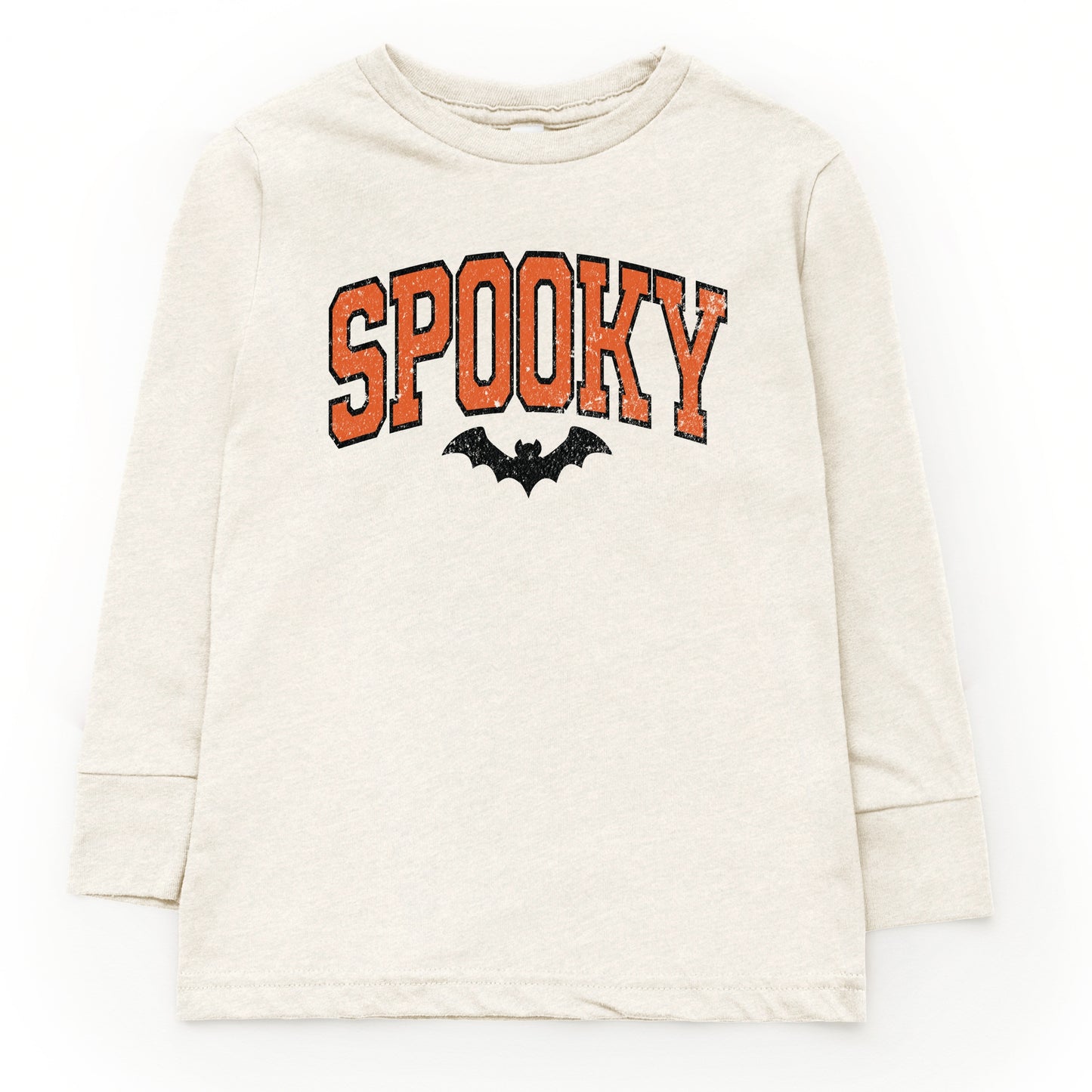 Varsity Spooky Bat Distressed - Toddler Long Sleeve Graphic Tee and Youth Long Sleeve Graphic T-Shirt