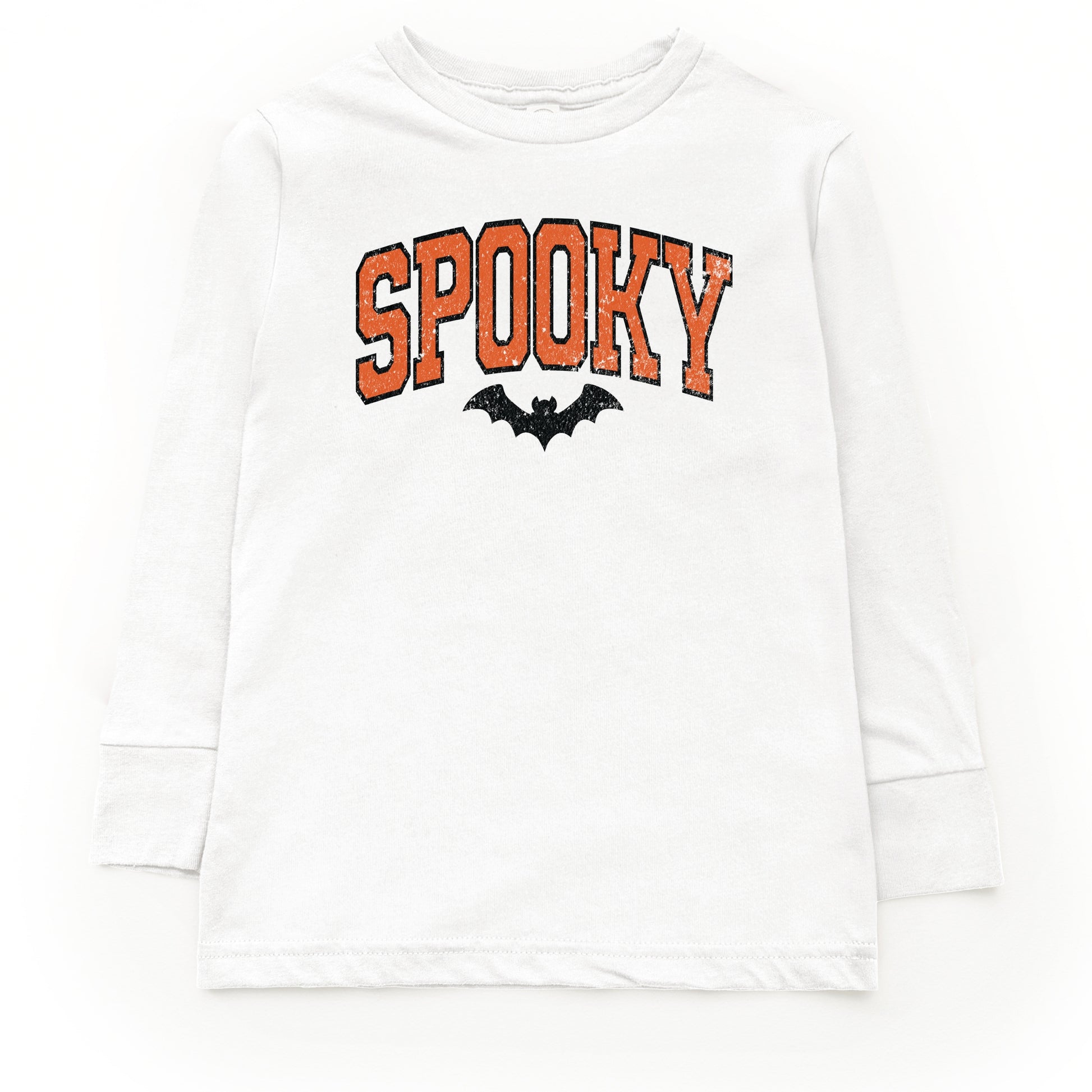 Varsity Spooky Bat Distressed - Toddler Long Sleeve Graphic Tee and Youth Long Sleeve Graphic T-Shirt