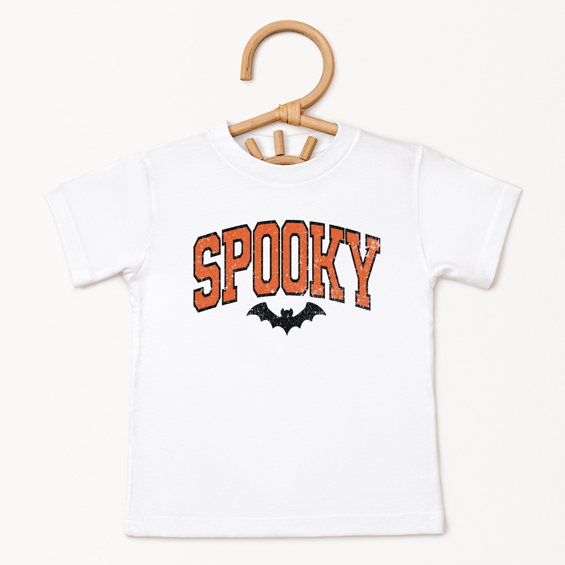 Varsity Spooky Bat Distressed - Youth Short Sleeve Graphic T-Shirt and Toddler Short Sleeve Graphic T-Shirt