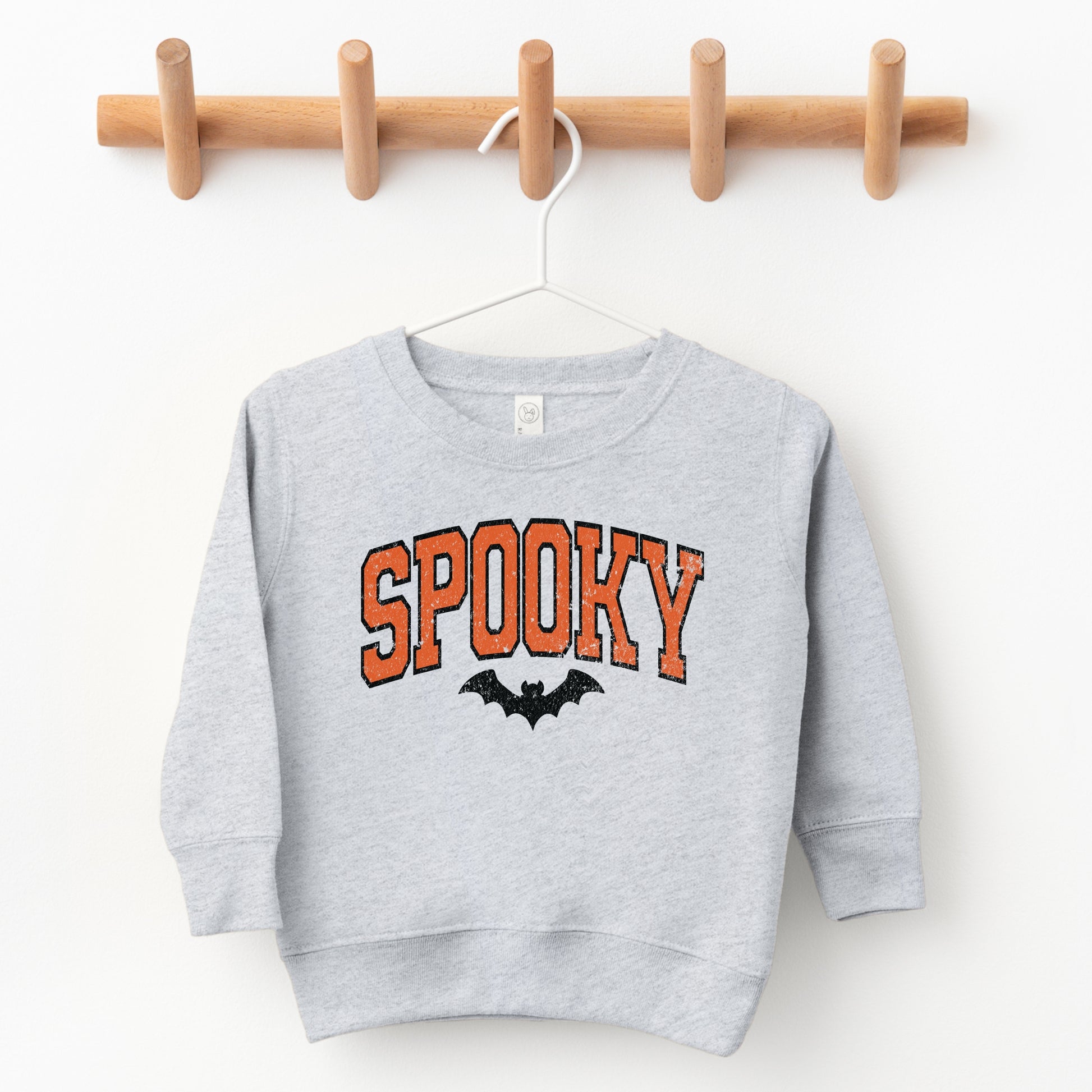 Varsity Spooky Bat Distressed - Toddler Graphic Sweatshirt and Youth Graphic Sweatshirt