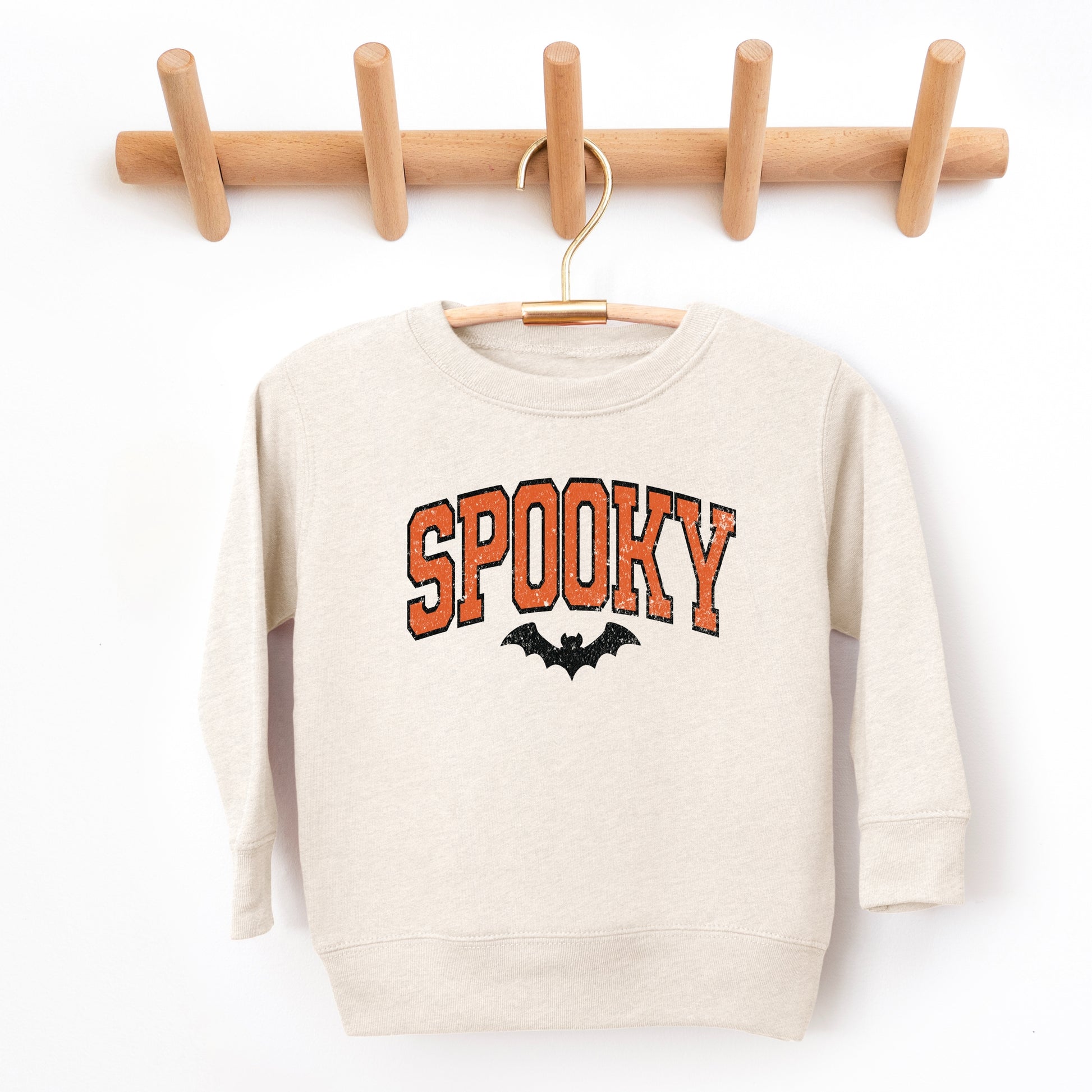 Varsity Spooky Bat Distressed - Toddler Graphic Sweatshirt and Youth Graphic Sweatshirt