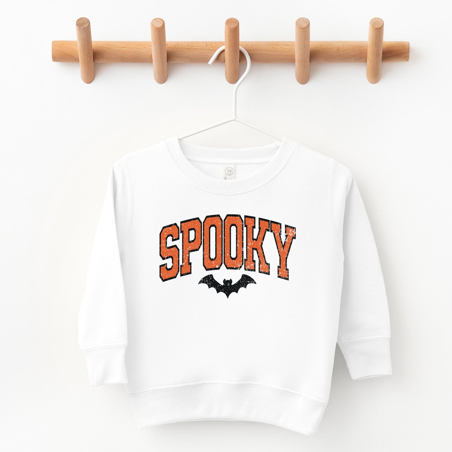 Varsity Spooky Bat Distressed - Toddler Graphic Sweatshirt and Youth Graphic Sweatshirt