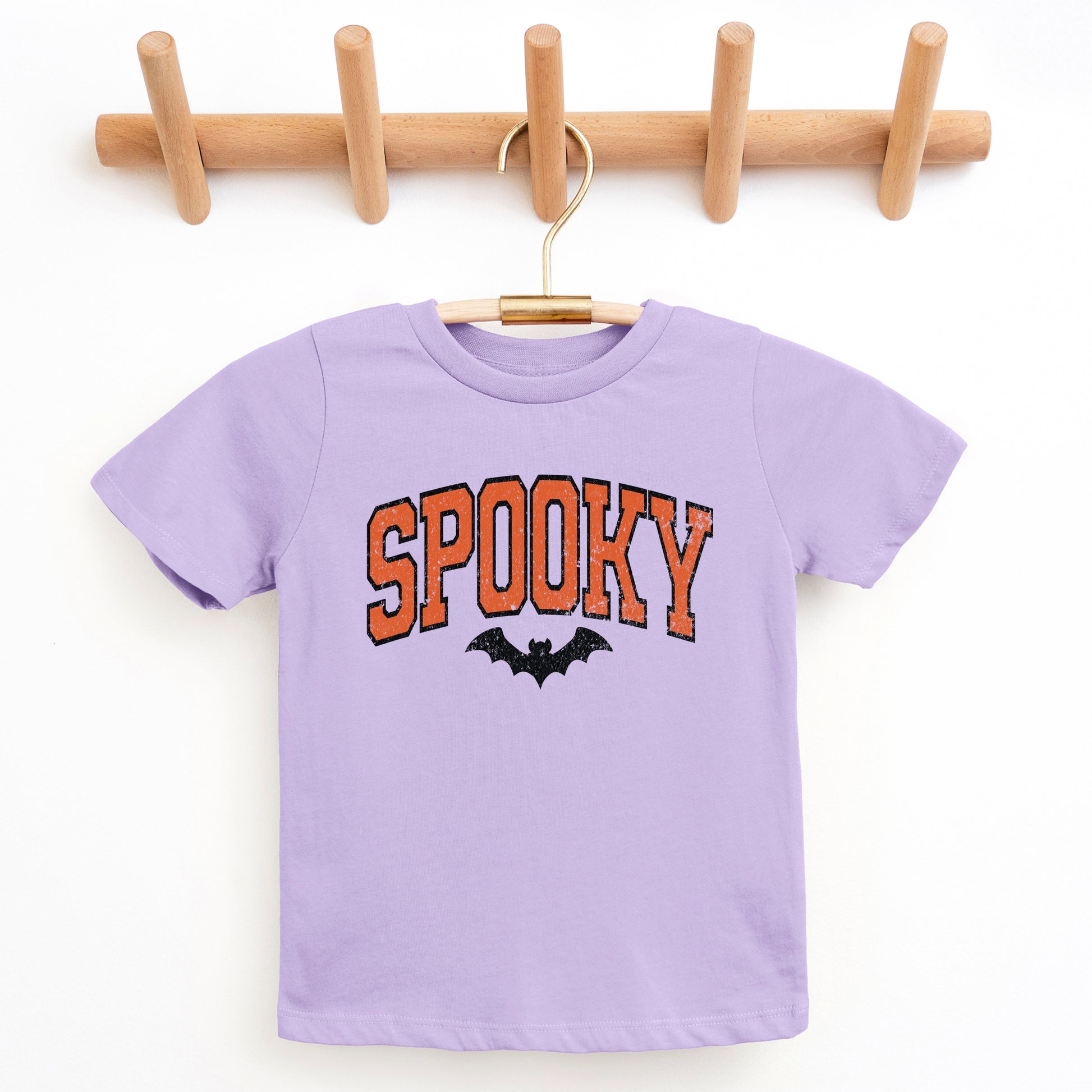 Varsity Spooky Bat Distressed - Youth Short Sleeve Graphic T-Shirt and Toddler Short Sleeve Graphic T-Shirt