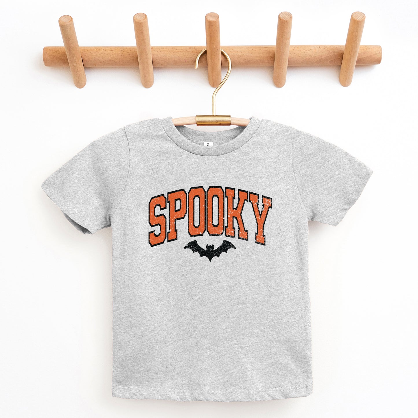 Varsity Spooky Bat Distressed - Youth Short Sleeve Graphic T-Shirt and Toddler Short Sleeve Graphic T-Shirt