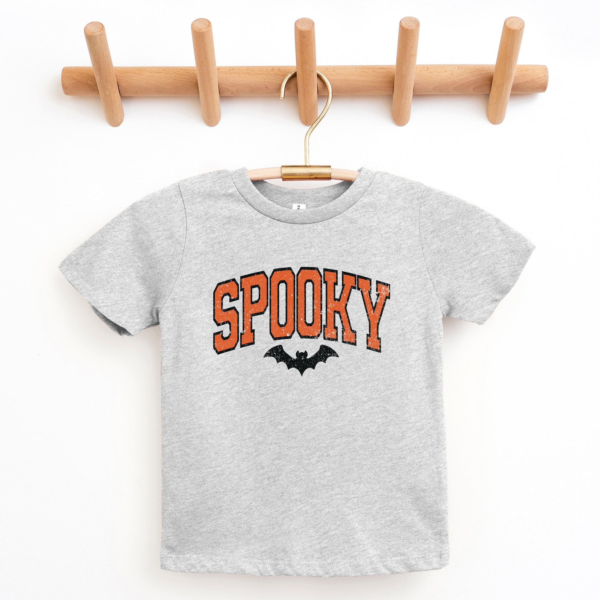Varsity Spooky Bat Distressed - Youth Short Sleeve Graphic T-Shirt and Toddler Short Sleeve Graphic T-Shirt