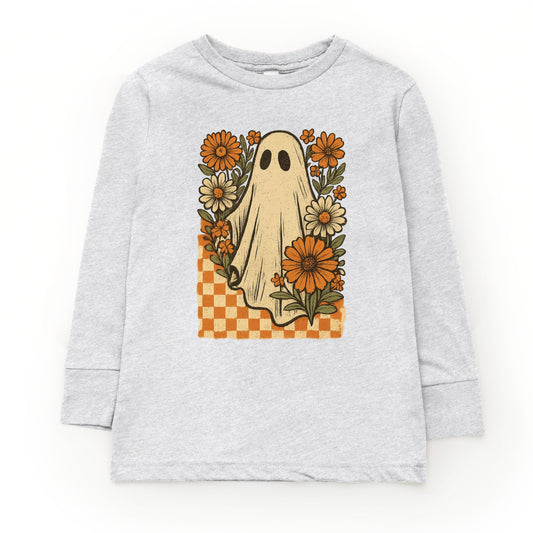 Checkered Ghost Floral Vintage - Youth Long Sleeve Graphic T-Shirt and Toddler Long Sleeve Graphic Tee