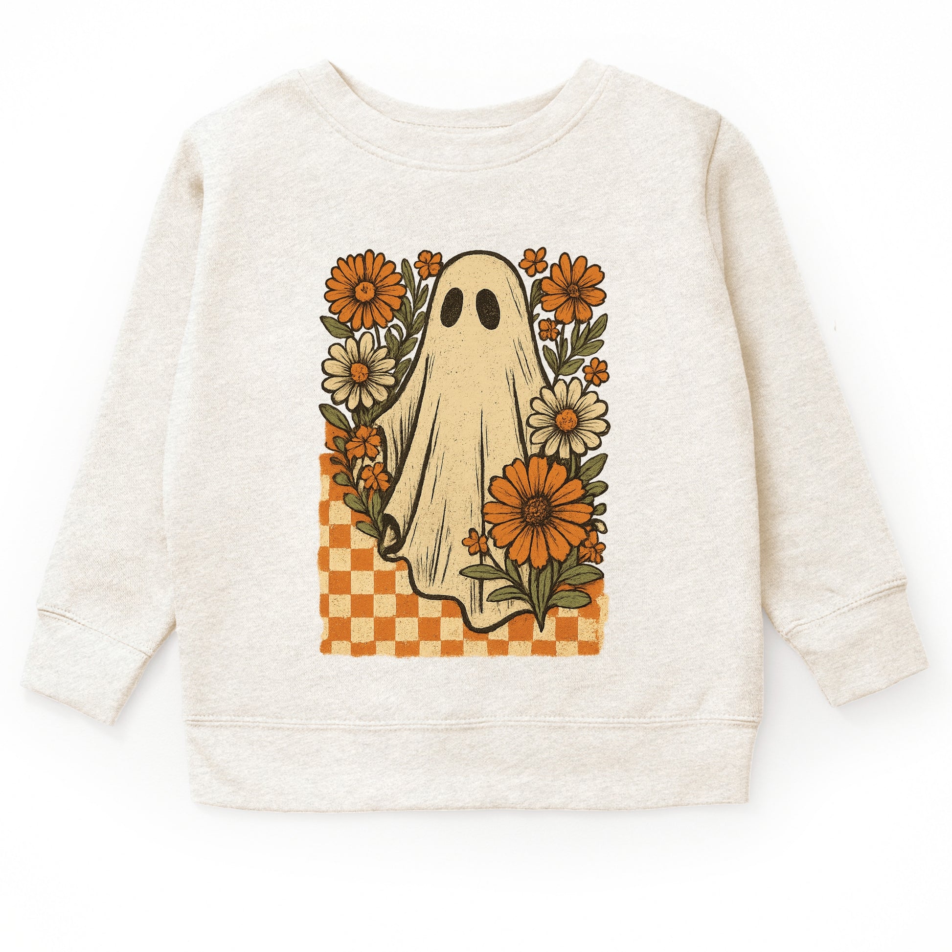 Checkered Ghost Floral Vintage - Toddler Graphic Sweatshirt and Youth Graphic Sweatshirt