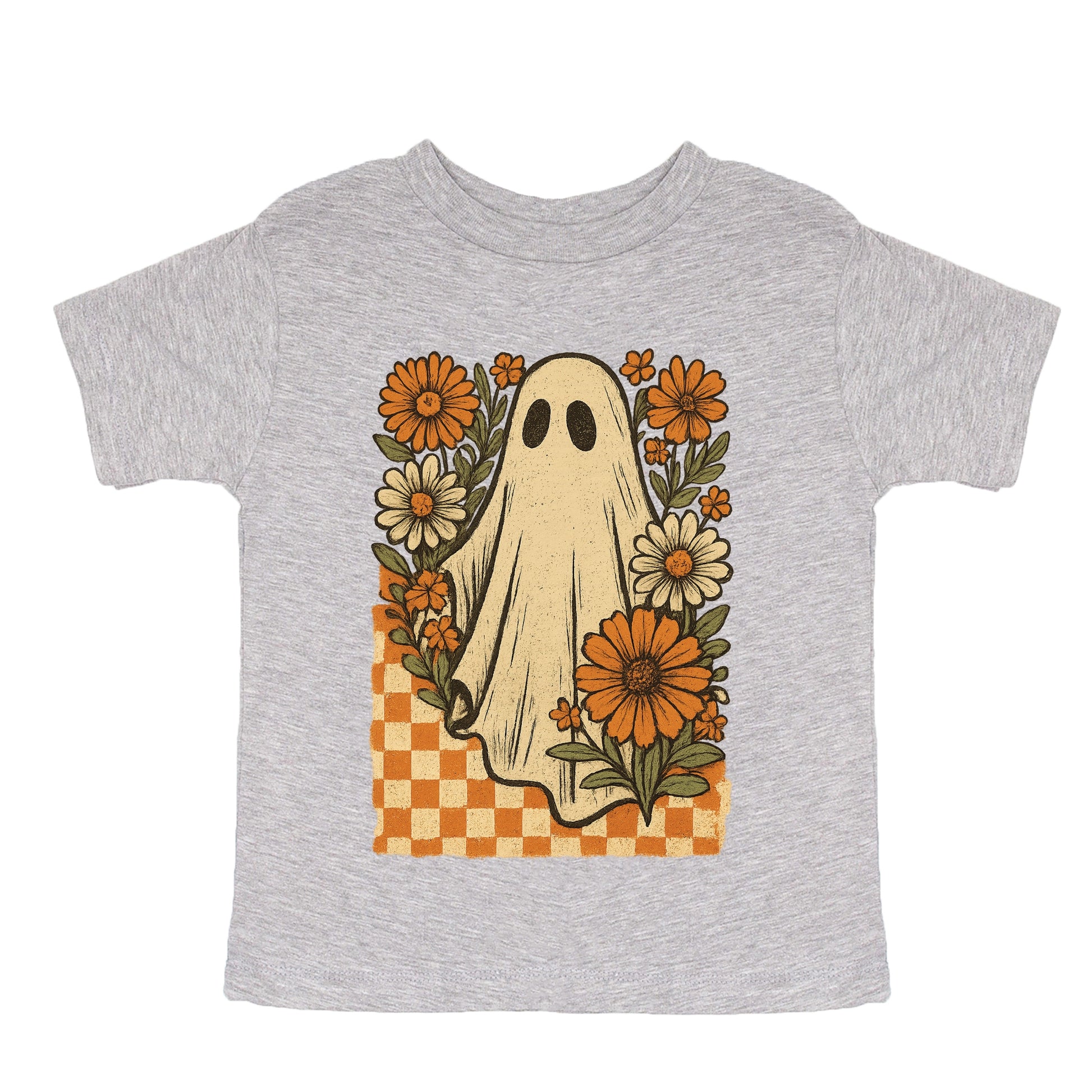 Checkered Ghost Floral Vintage - Youth Short Sleeve Graphic T-Shirt and Toddler Short Sleeve Graphic T-Shirt