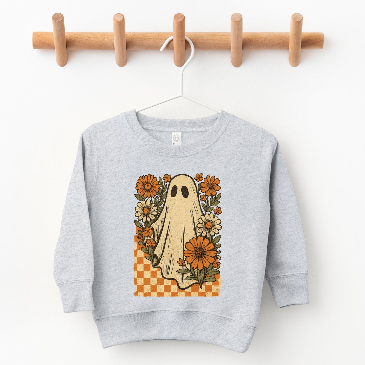 Checkered Ghost Floral Vintage - Toddler Graphic Sweatshirt and Youth Graphic Sweatshirt