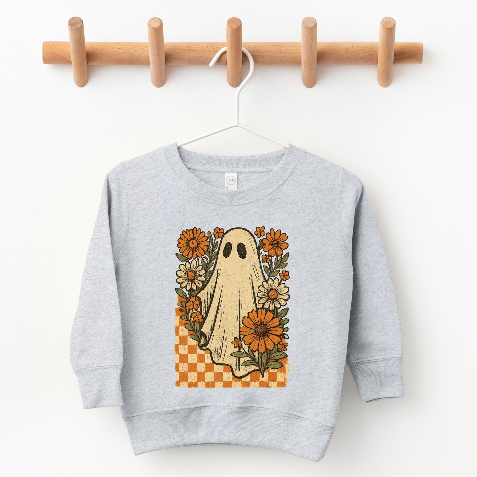 Checkered Ghost Floral Vintage - Toddler Graphic Sweatshirt and Youth Graphic Sweatshirt
