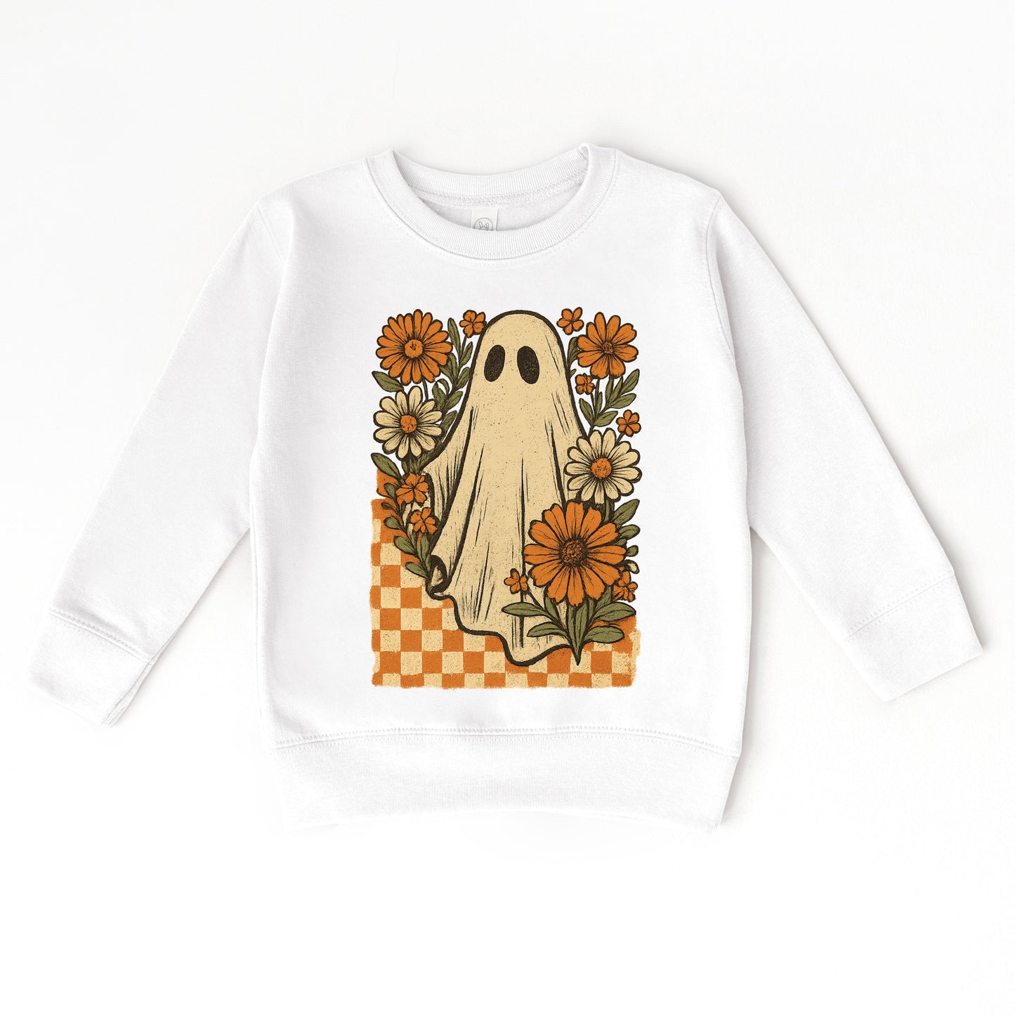 Checkered Ghost Floral Vintage - Toddler Graphic Sweatshirt and Youth Graphic Sweatshirt