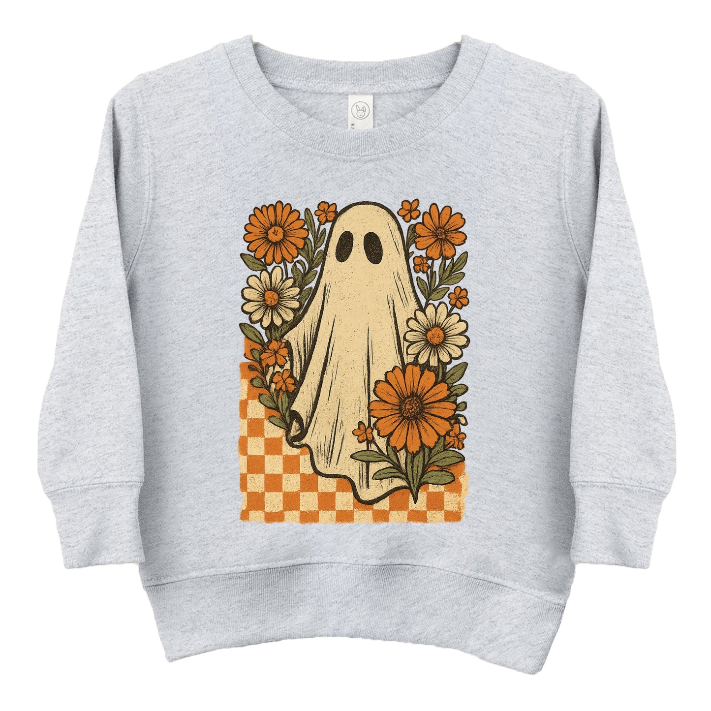 Checkered Ghost Floral Vintage - Toddler Graphic Sweatshirt and Youth Graphic Sweatshirt