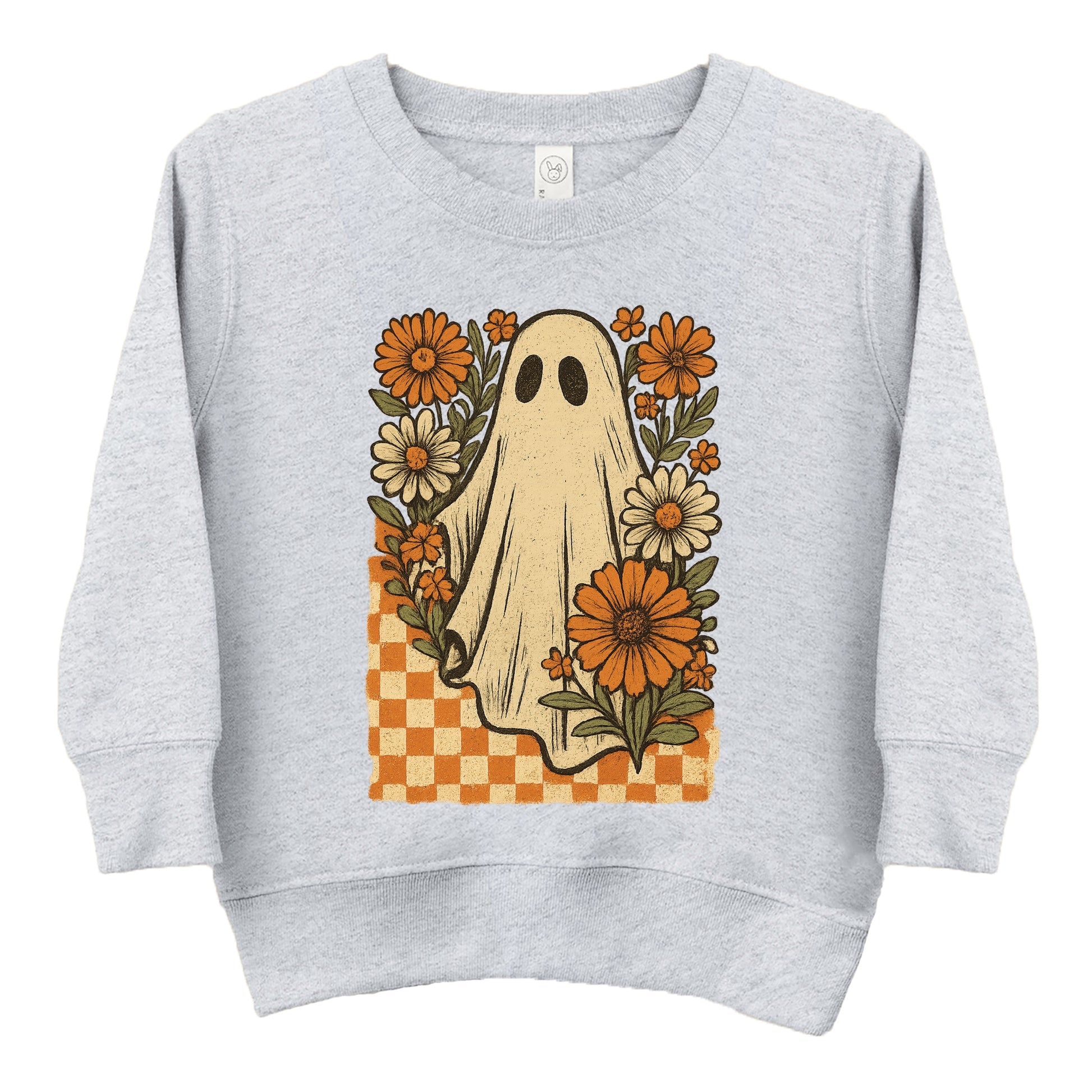 Checkered Ghost Floral Vintage - Toddler Graphic Sweatshirt and Youth Graphic Sweatshirt