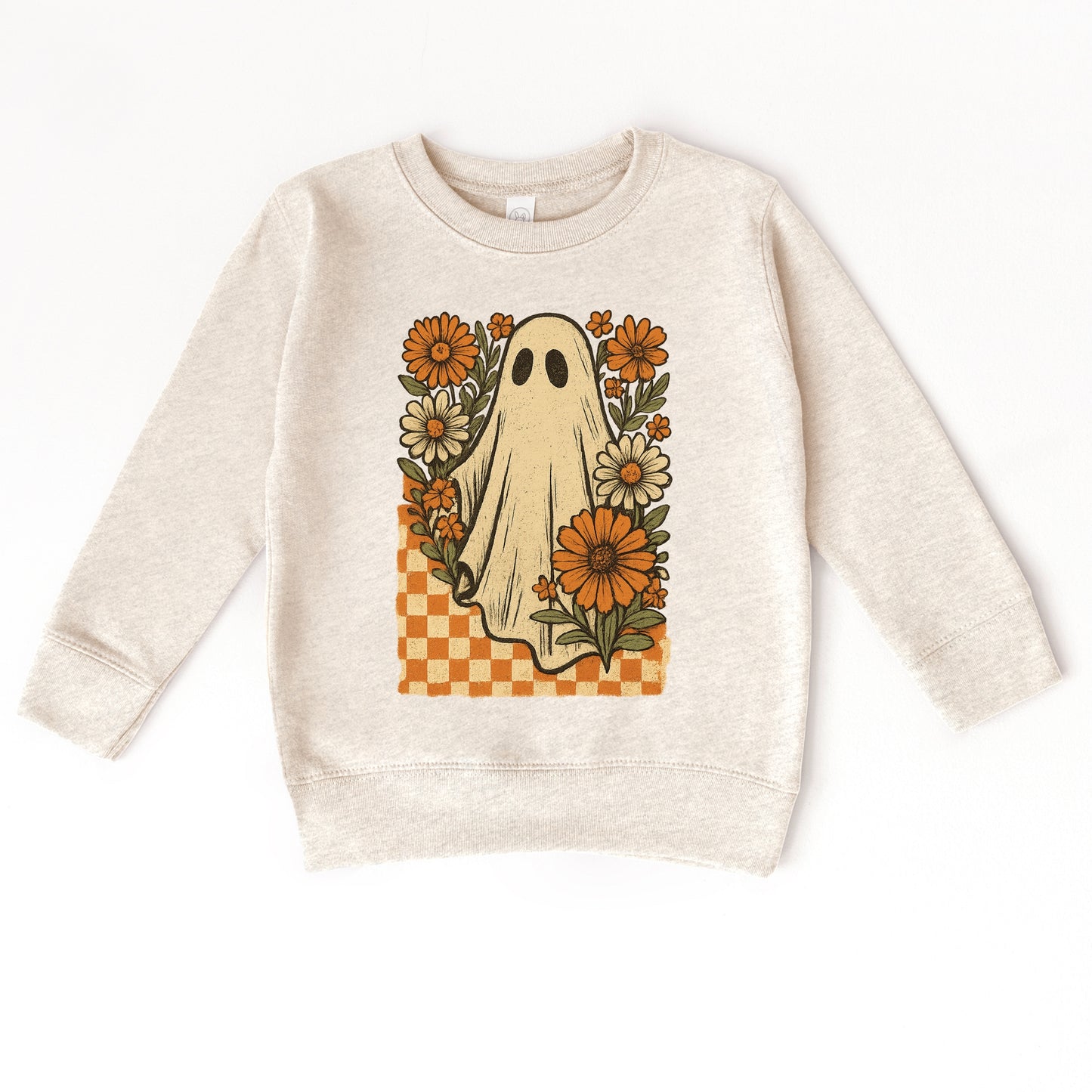 Checkered Ghost Floral Vintage - Toddler Graphic Sweatshirt and Youth Graphic Sweatshirt